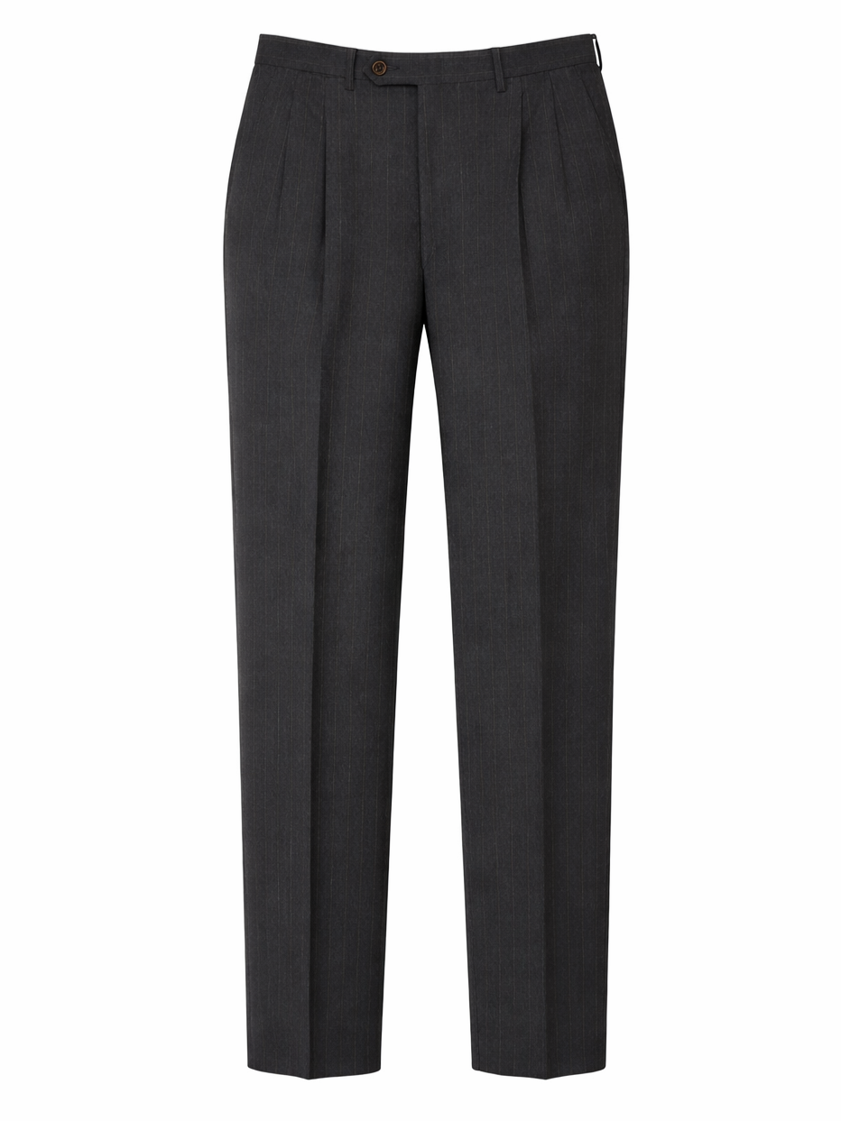 RENOMA Paris Dark Gray Striped Virgin Wool Suit