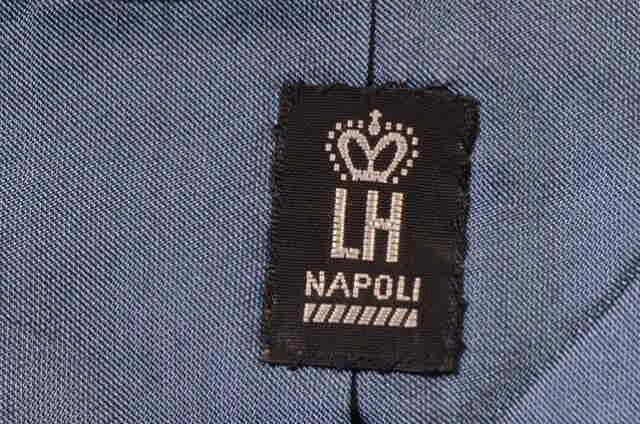 RUBINACCI LH Handmade Bespoke Blue Herringbone Wool Linen Jacket 44-46 Short