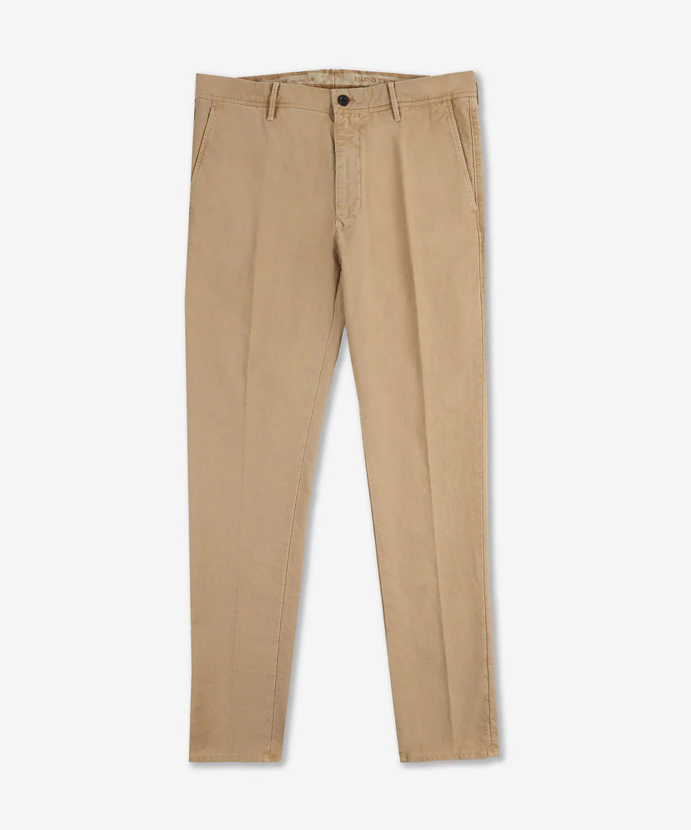 INCOTEX "Slacks" Khakie Cotton Slim Fit Tricochino Pants NEW