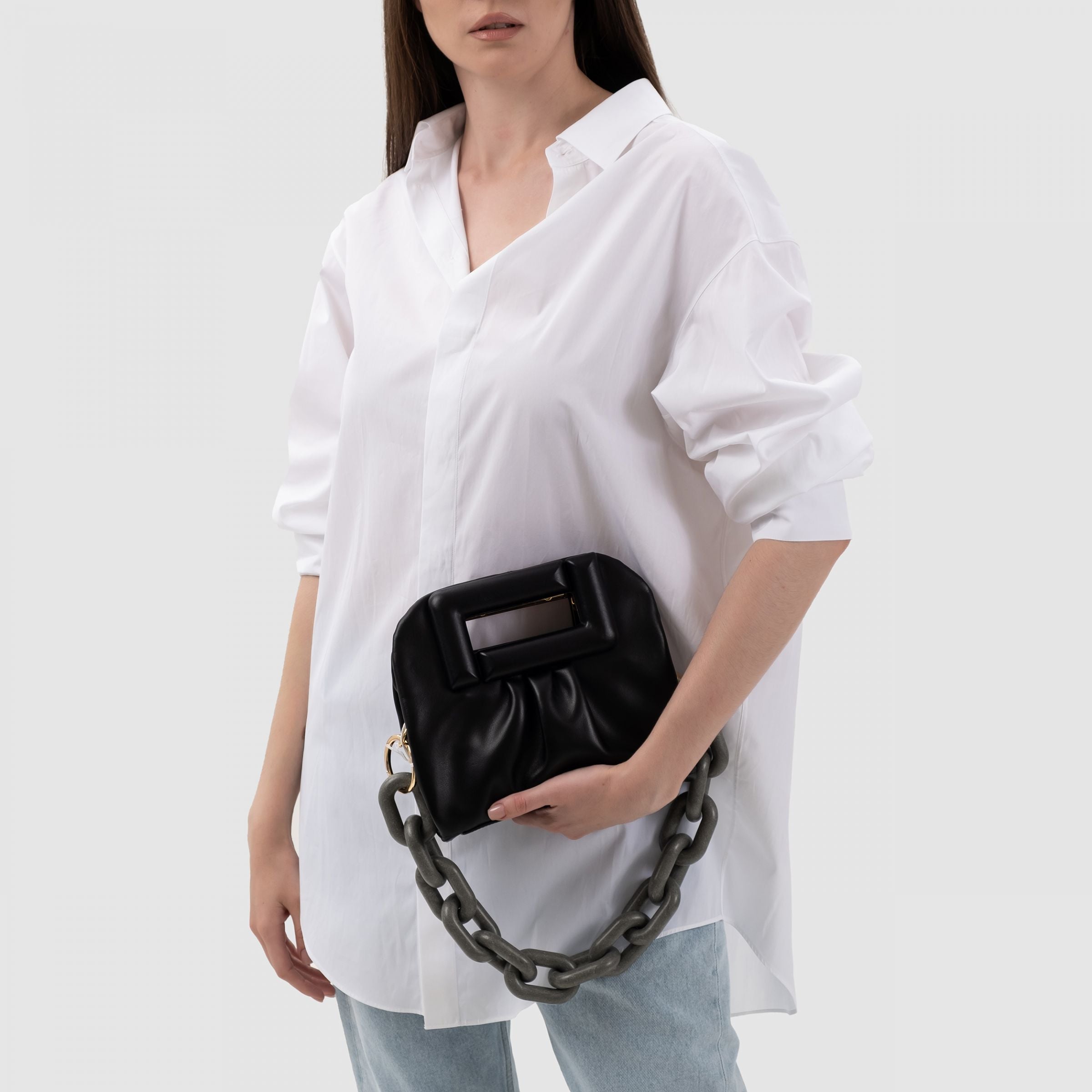 LANCEL PARIS Black "Cocoon" Leather Handbag Mini