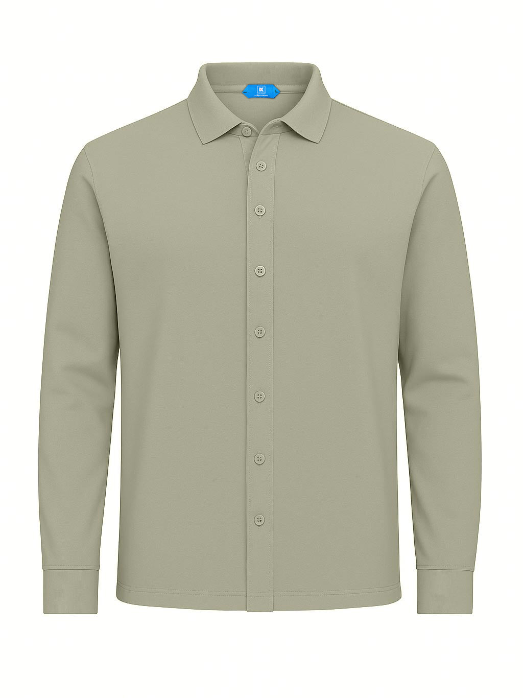 KITON KIRED "Capri" Sage Green Crepe Cotton Long Sleeve Shirt