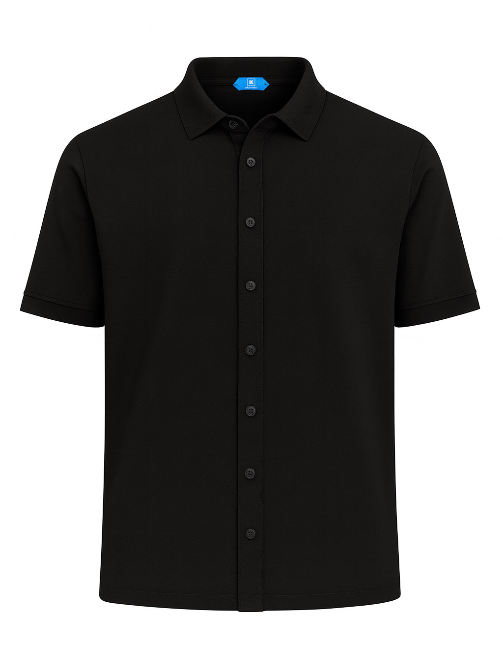 KITON KIRED "Camicia" Black Exclusive Crepe Cotton Short Sleeve Shirt