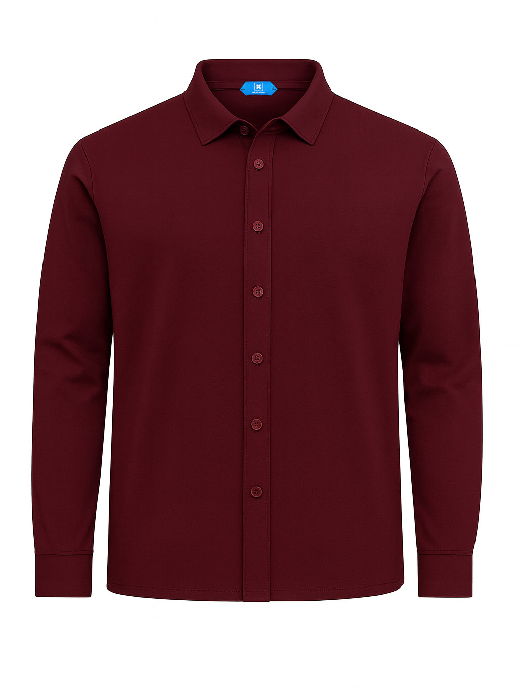 KITON KIRED Capri Burgundy Crepe Cotton Long Sleeve Shirt L