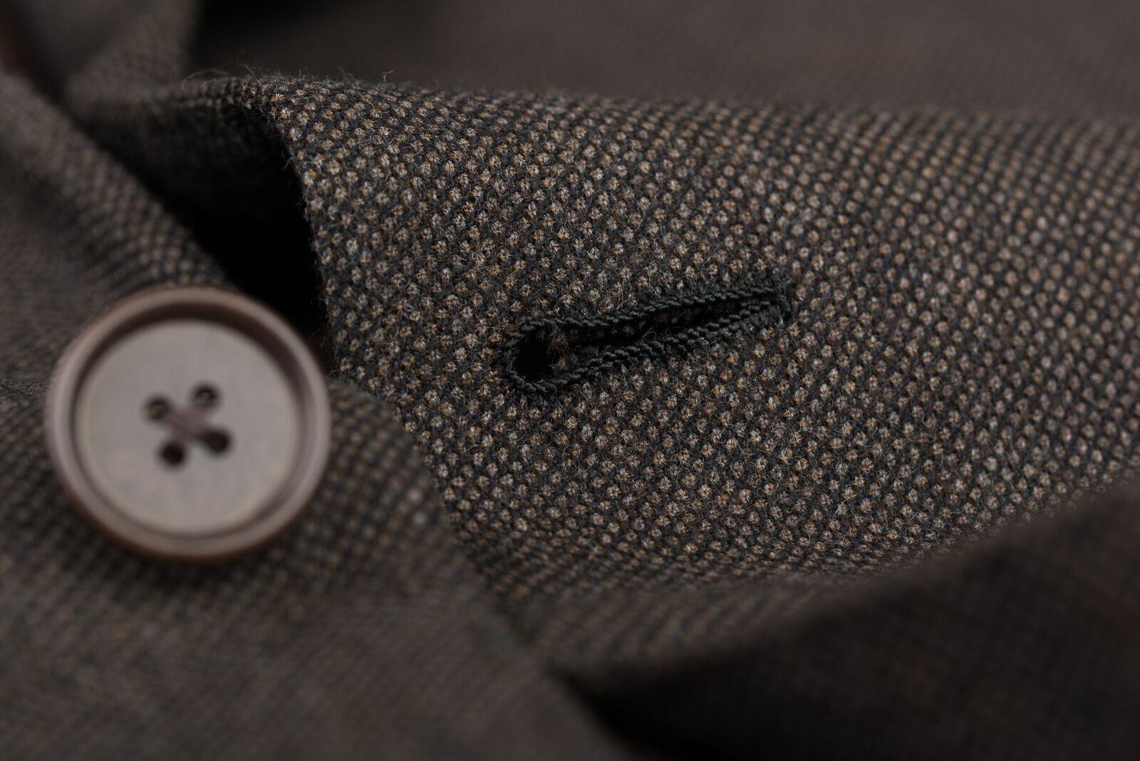 D'AVENZA Roma Handmade Brown Birdseye Wool Jacket Short Fit