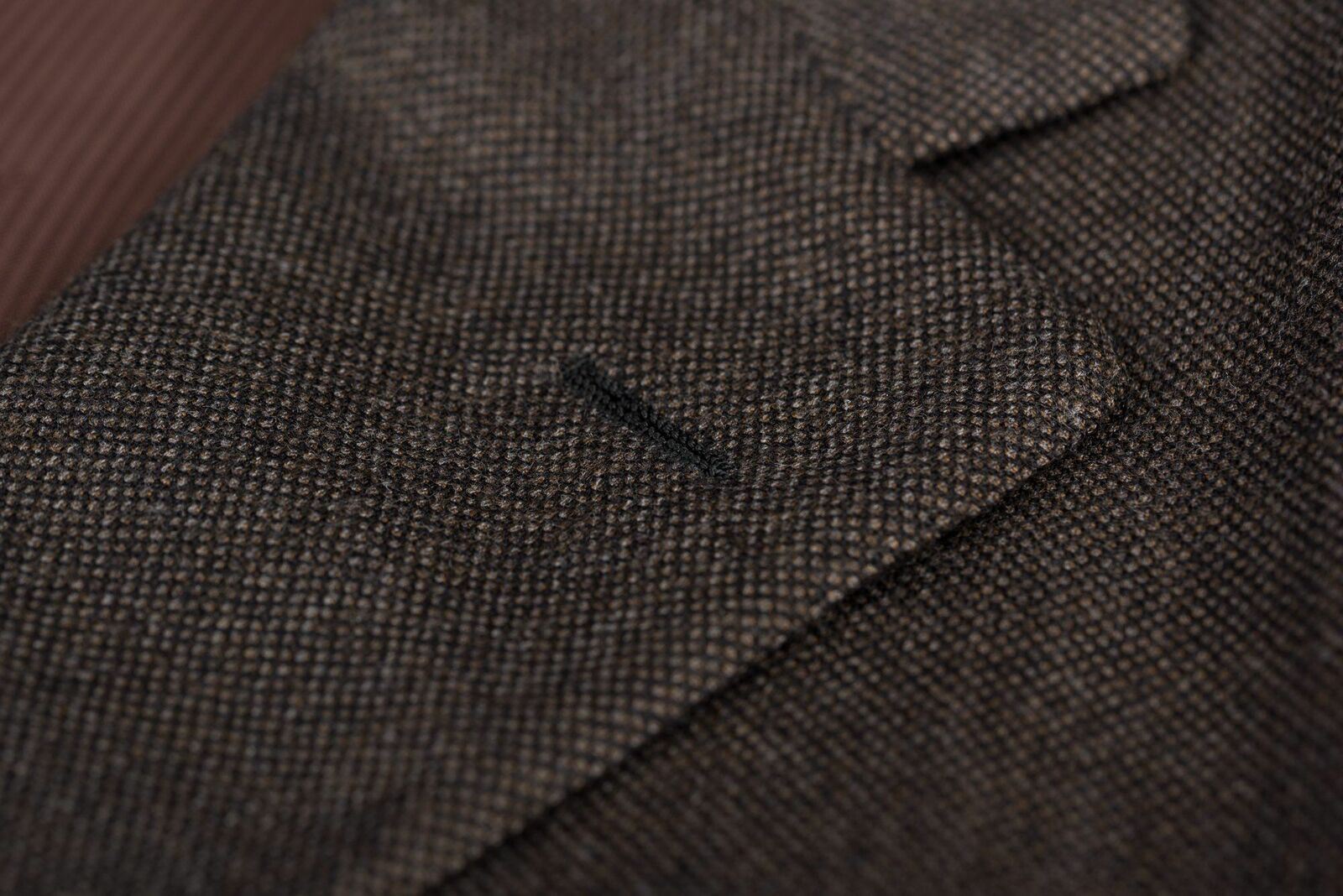 D'AVENZA Roma Handmade Brown Birdseye Wool Jacket Short Fit