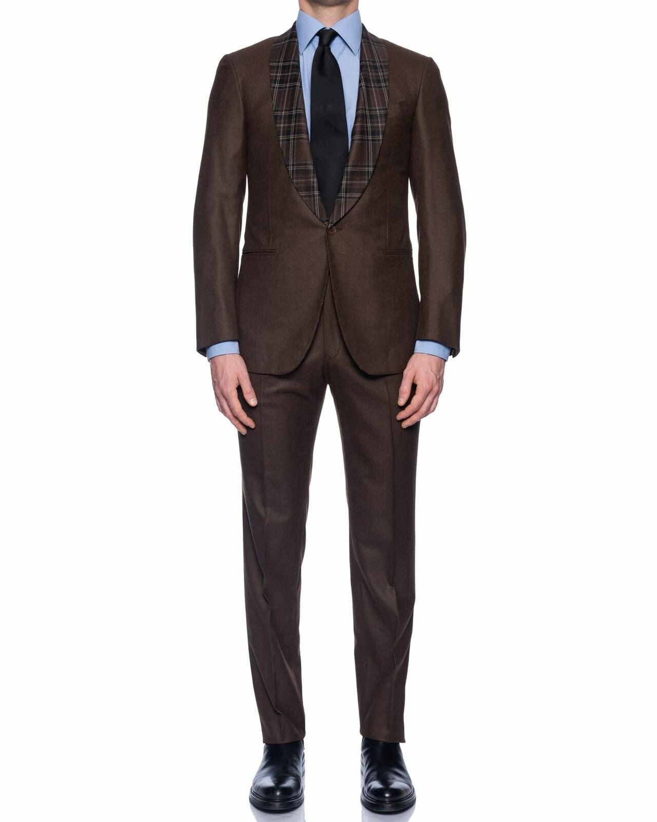 ISAIA "Sanita" Brown "Natural Black Sheep" Wool Shawl Collar Suit 48 NEW US 38