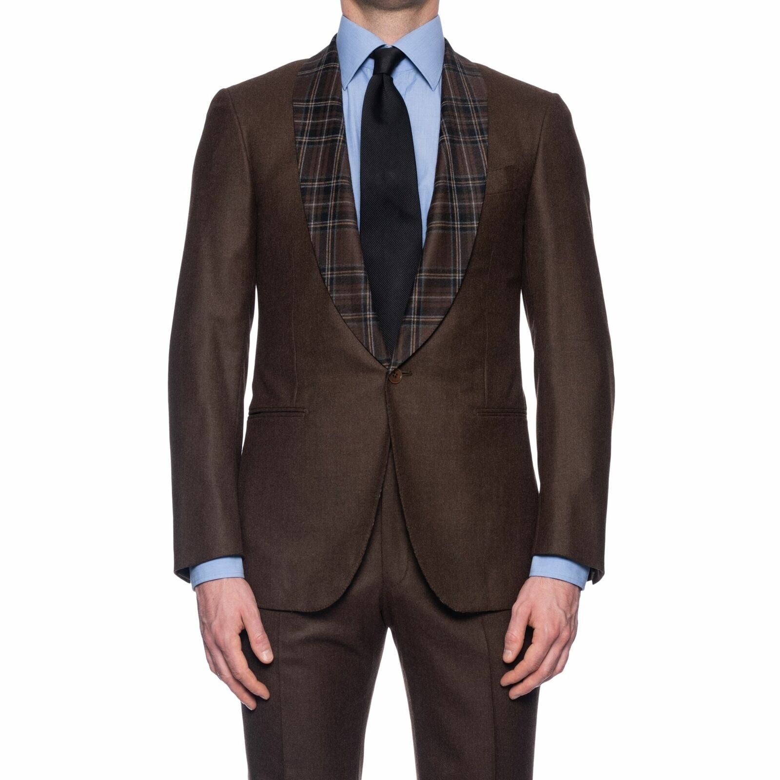 ISAIA "Sanita" Brown "Natural Black Sheep" Wool Shawl Collar Suit 48 NEW US 38