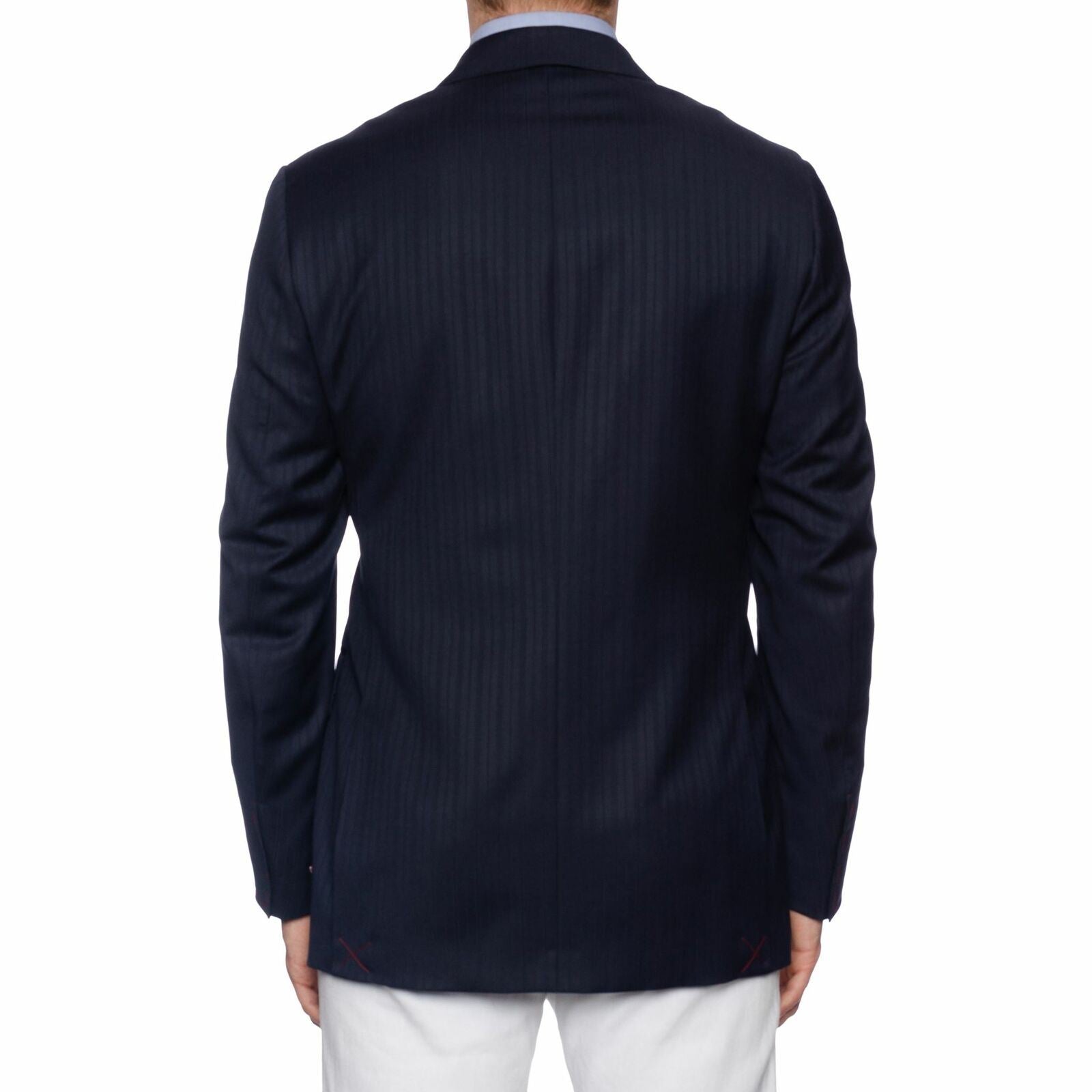ISAIA Napoli "Base S" Navy Blue Striped Wool Super 120's Jacket