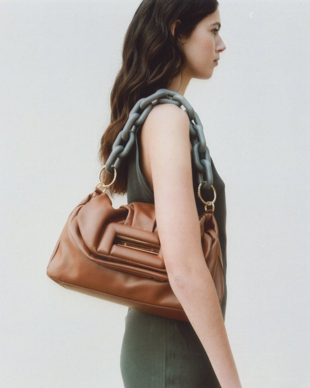 LANCEL PARIS Brown "Cocoon" Broen Leather Handbag Jumbo