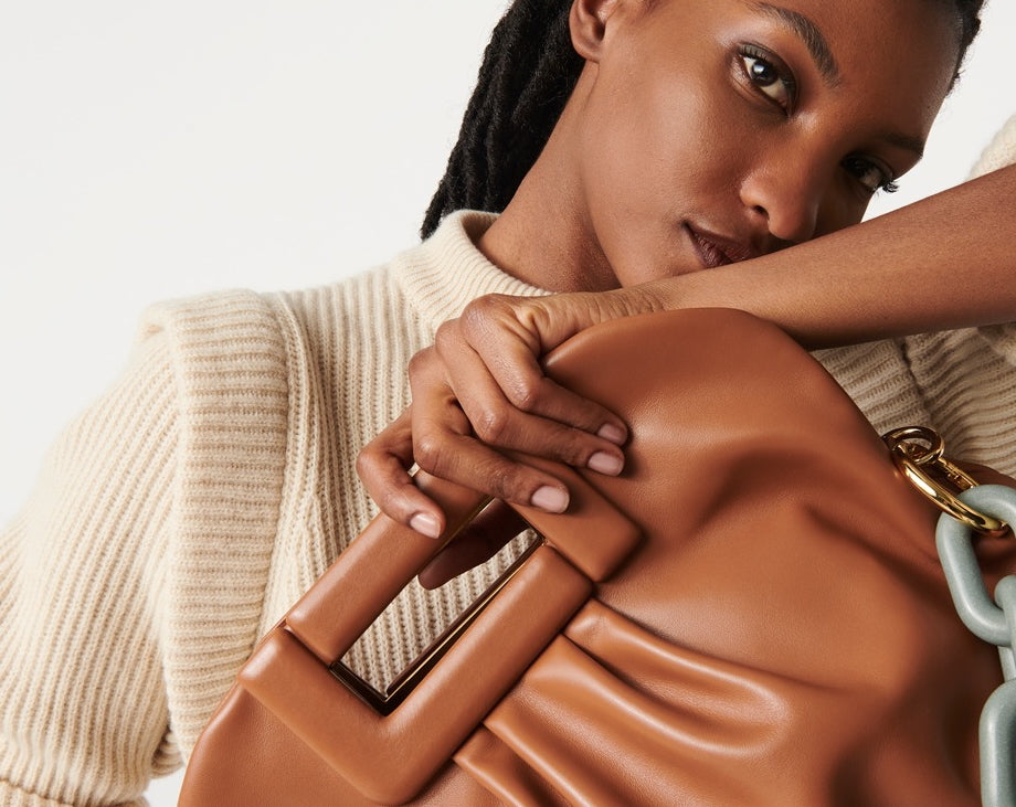 LANCEL PARIS Brown "Cocoon" Broen Leather Handbag Jumbo