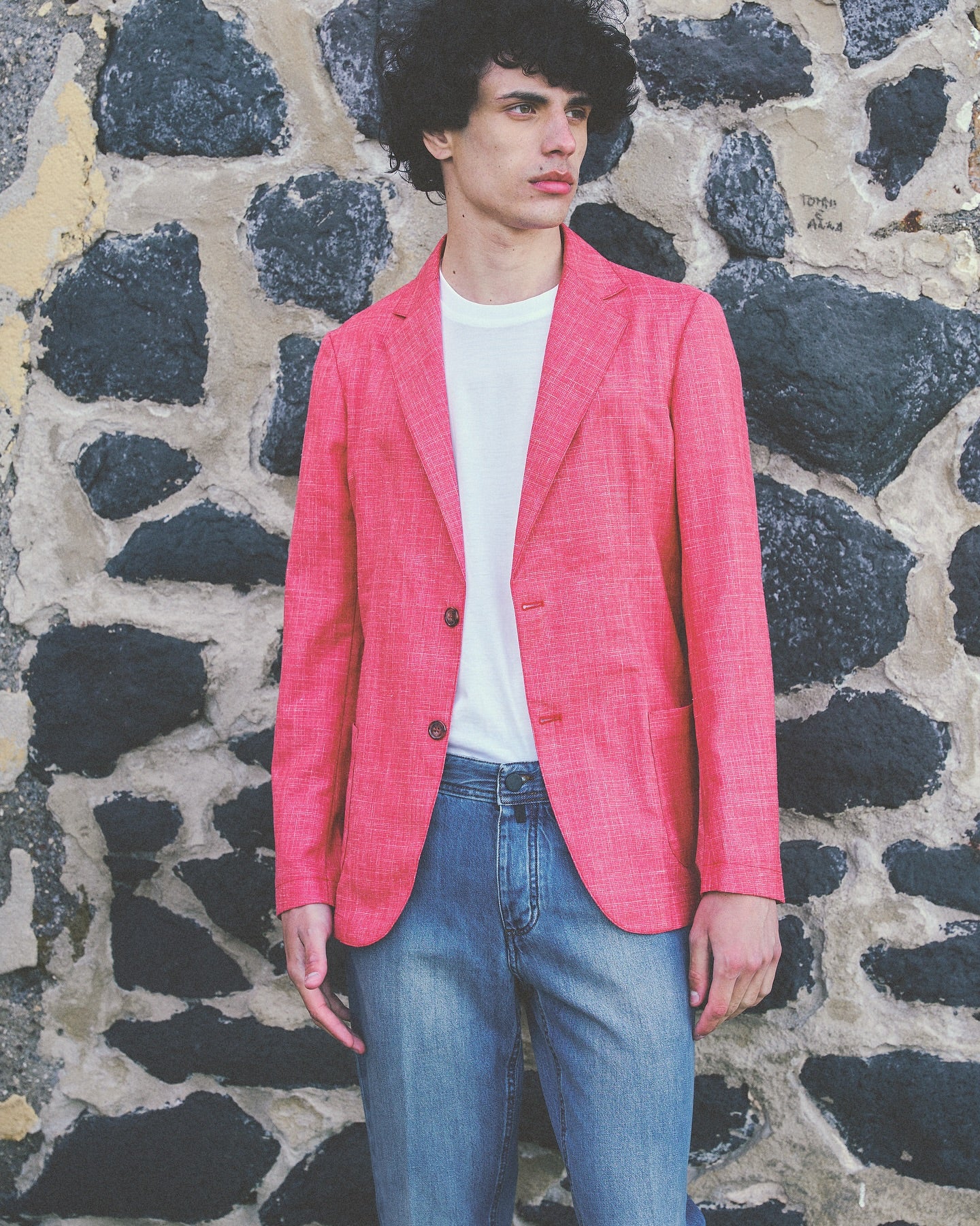 PIETRA SALATA Napoli Coral-Red Jacket Drago Wool-Silk-Linen Ultralight Jacket Blazer
