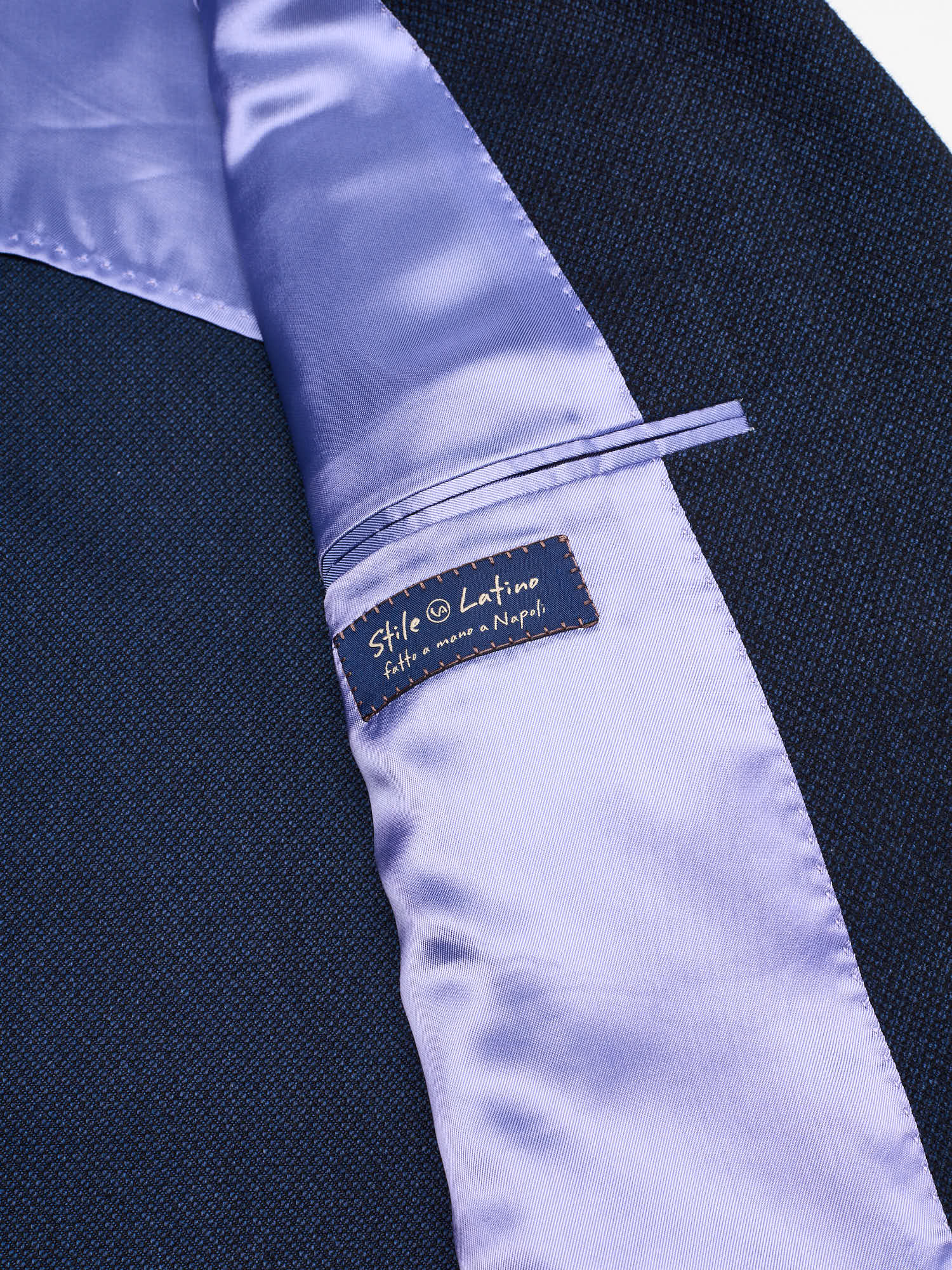 STILE LATINO "Vincenzo" Blue Birdseye Cotton Slim Fit Jacket