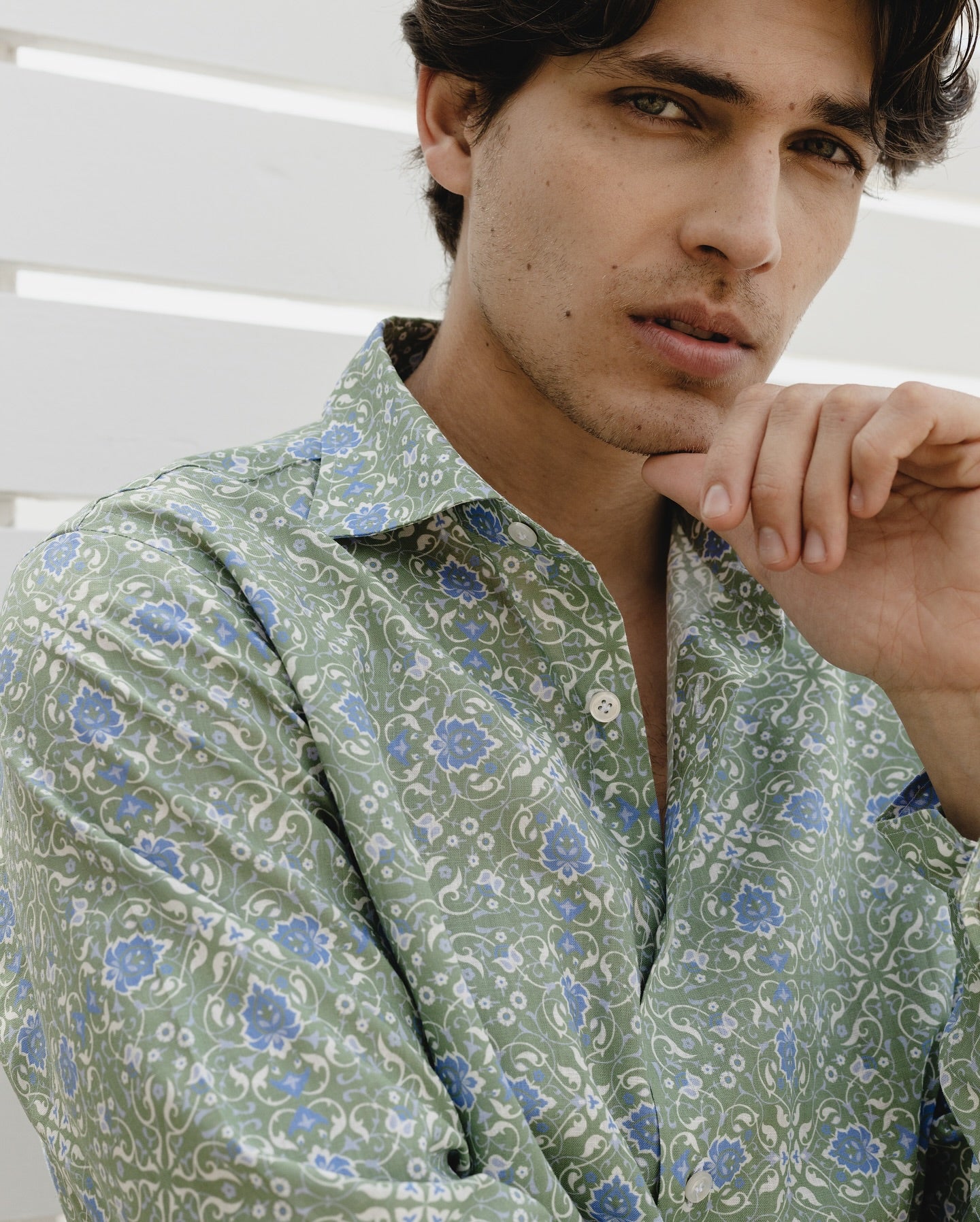 PIETRA SALATA Green Floral Cotton Shirt
