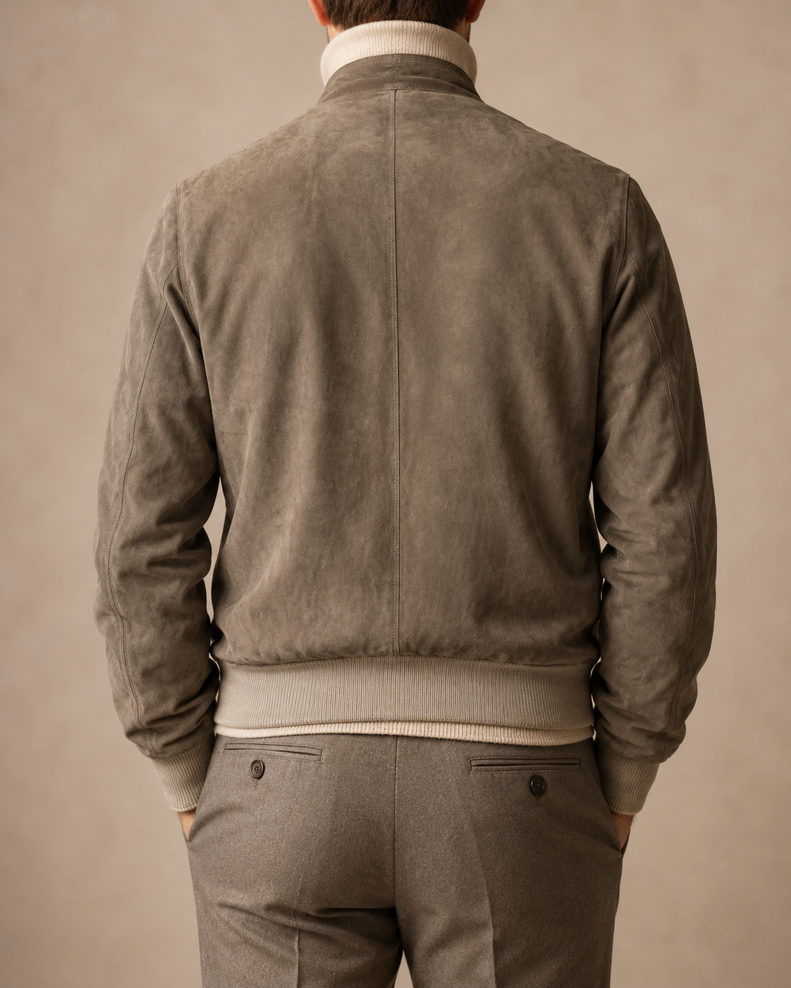 ERMENEGILDO ZEGNA Taupe Suede Leather Cardigan Blouson Jacket