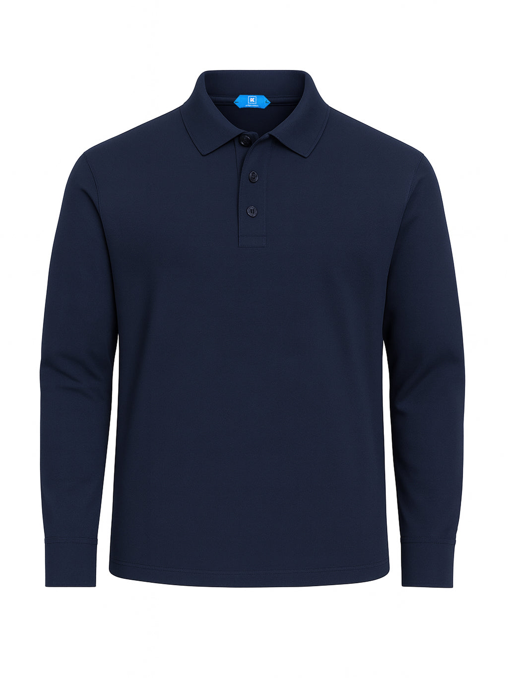KITON KIRED "Positano" Royal Blue Exclusive Crepe Cotton Long Sleeve Polo Shirt