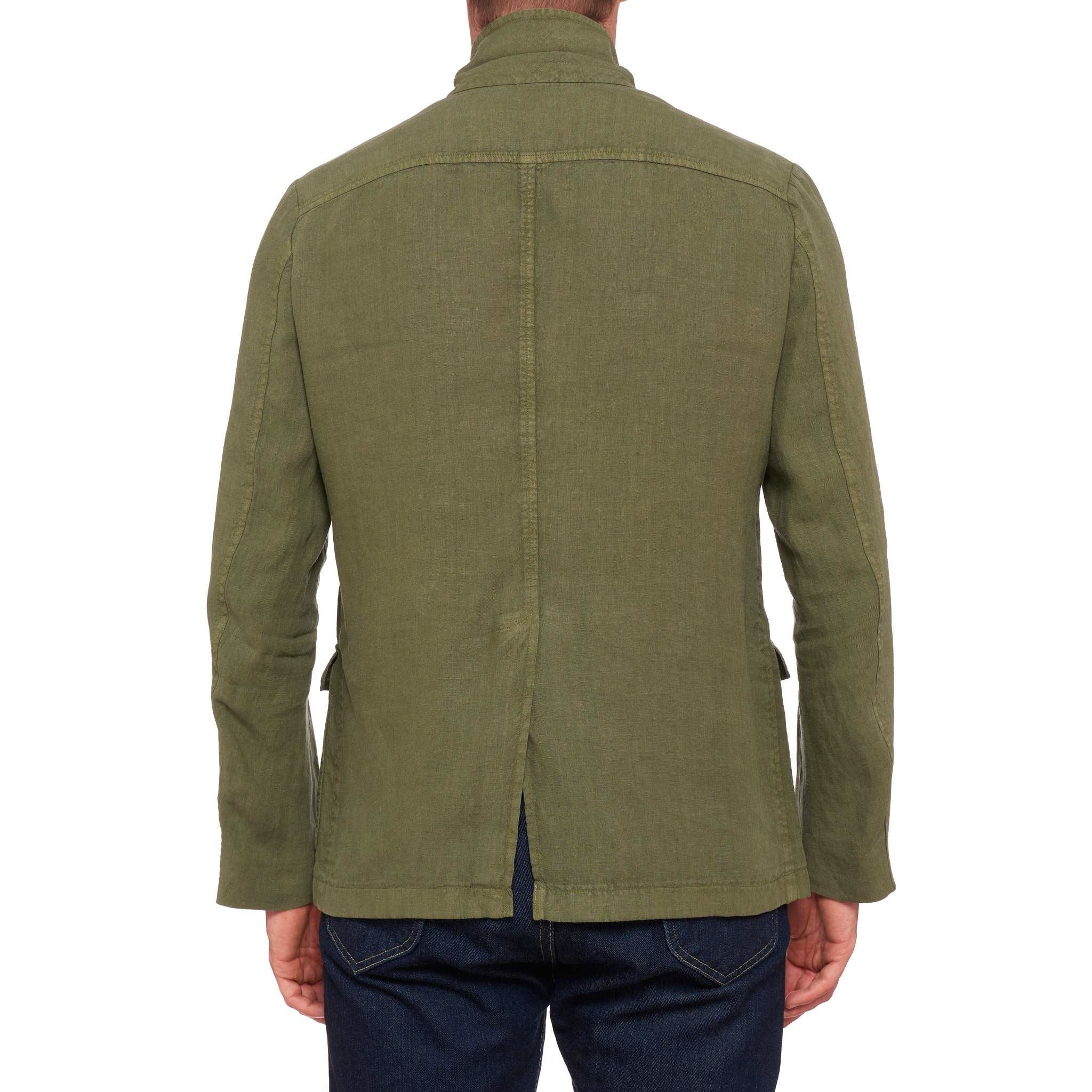 BOGLIOLI Milano Green Linen Safari Jacket Coat EU 50 NEW US M