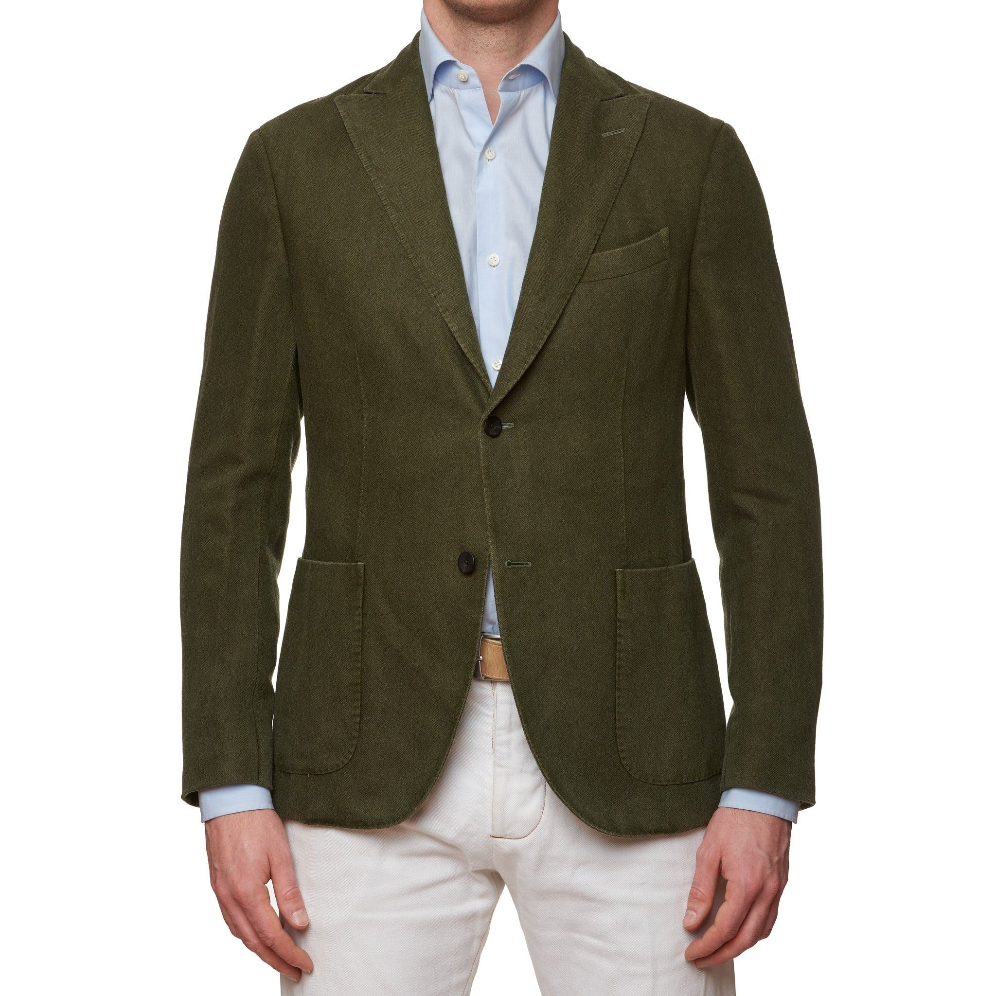 BOGLIOLI "K. Jacket" Green Herringbone Cashmere-Linen Peak Lapel Jacket 48 NEW 3