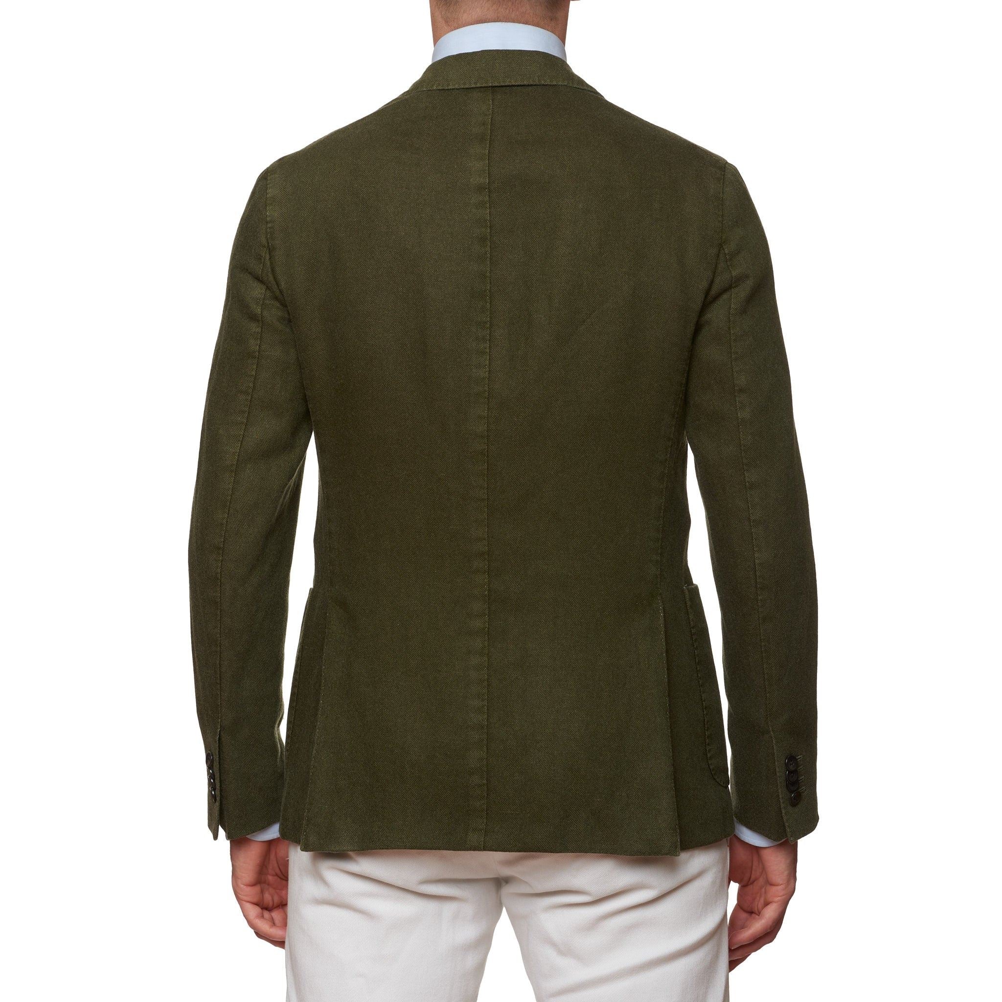 BOGLIOLI "K. Jacket" Green Herringbone Cashmere-Linen Peak Lapel Jacket 48 NEW 3