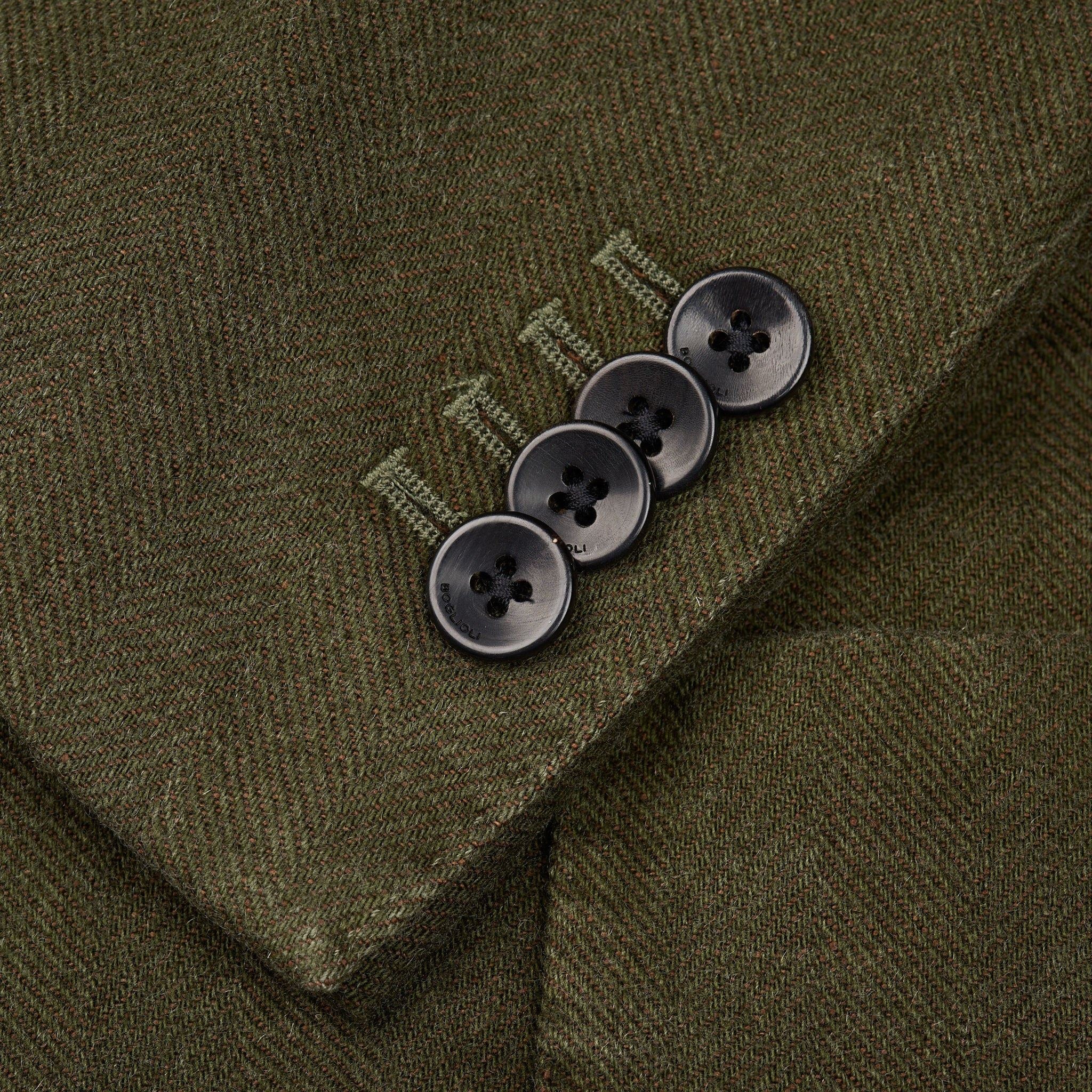 BOGLIOLI "K. Jacket" Green Herringbone Cashmere-Linen Peak Lapel Jacket 48 NEW 3