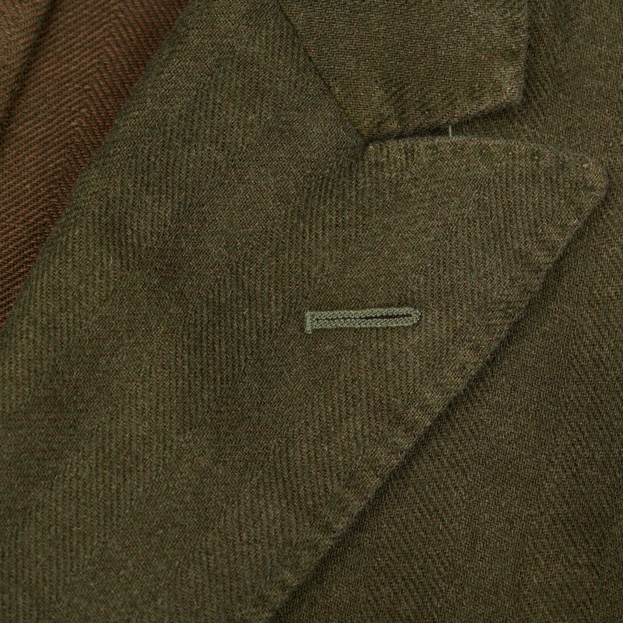 BOGLIOLI "K. Jacket" Green Herringbone Cashmere-Linen Peak Lapel Jacket 48 NEW 3