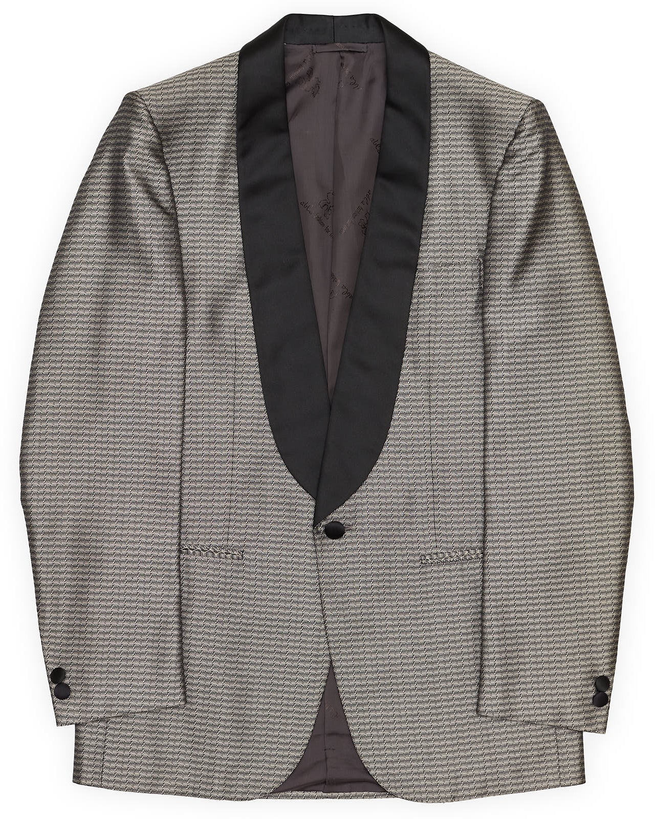 ABLA by Angelo Blasi Black-Gray Handmade Silk Shawl Collar Dinner Jacket