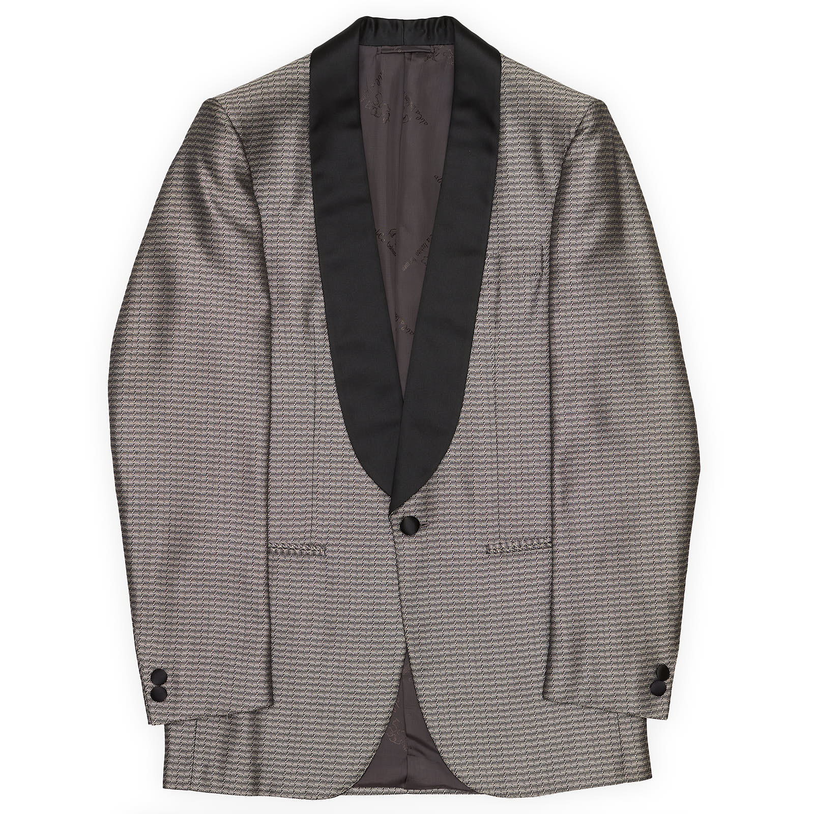 ABLA by Angelo Blasi Black-Gray Handmade Silk Shawl Collar Tuxedo Suit EU 44 NEW US 34