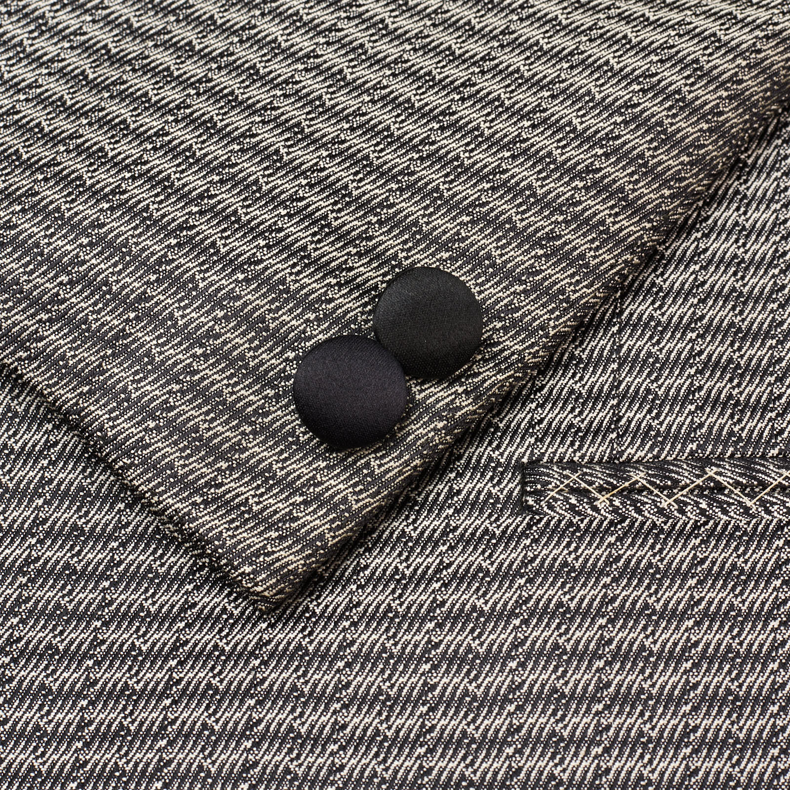 ABLA by Angelo Blasi Black-Gray Handmade Silk Shawl Collar Tuxedo Suit EU 44 NEW US 34