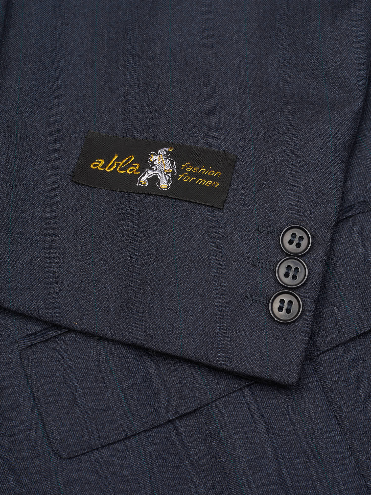 ABLA for Sir Wilson Handmade Blue Herringbone Wool Super 100's Suit