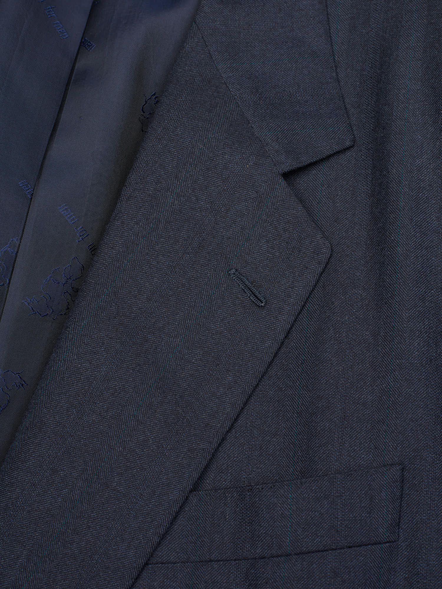 ABLA for Sir Wilson Handmade Blue Herringbone Wool Super 100's Suit