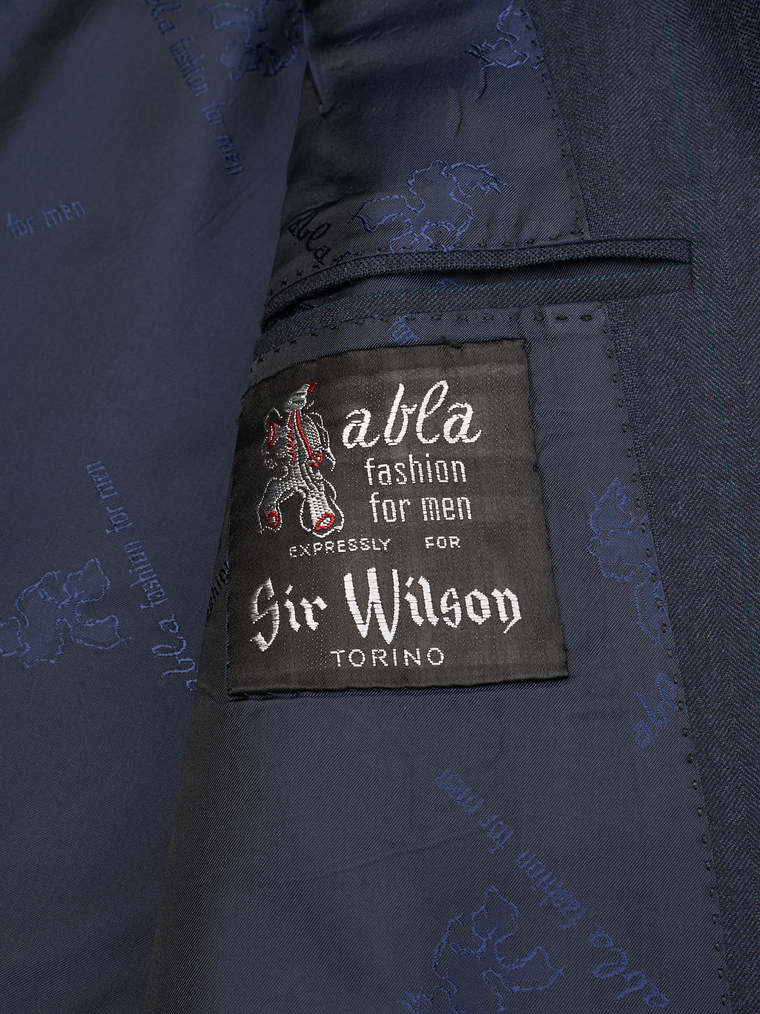 ABLA for Sir Wilson Handmade Blue Herringbone Wool Super 100's Suit