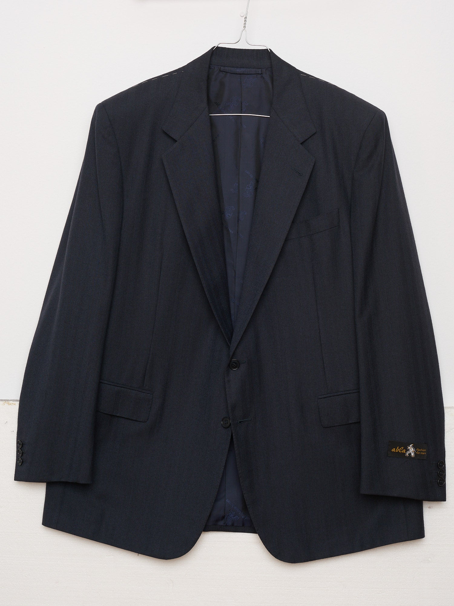 ABLA for Sir Wilson Handmade Blue Herringbone Wool Super 100's Suit