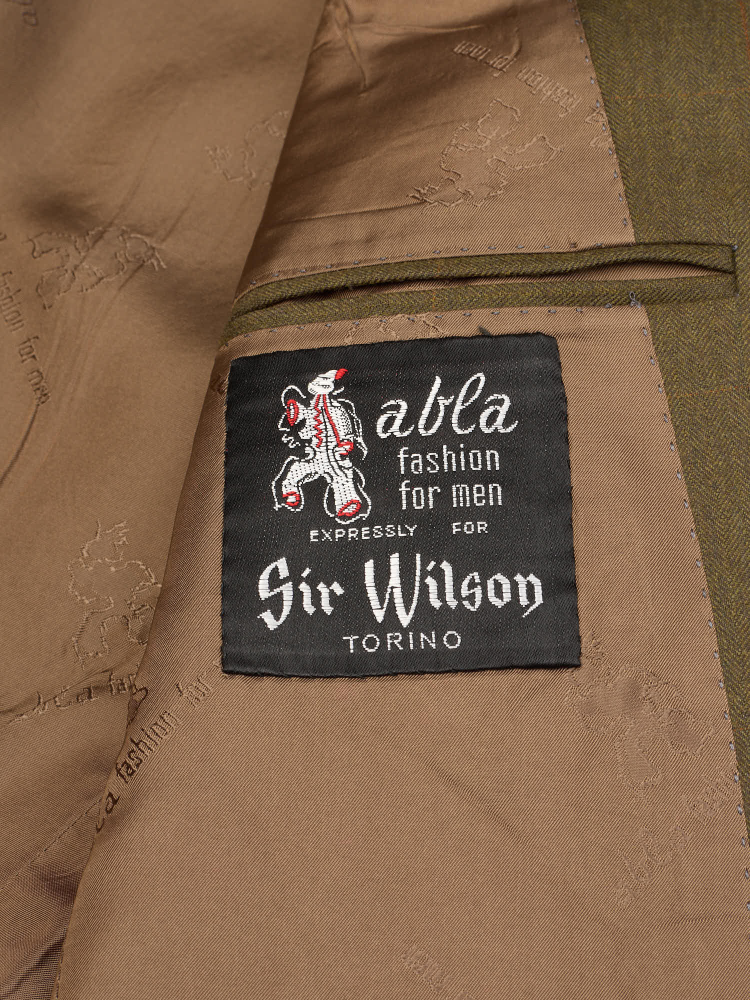 ABLA for Sir Wilson Handmade Brown Windowpane Wool Super 100's Suit