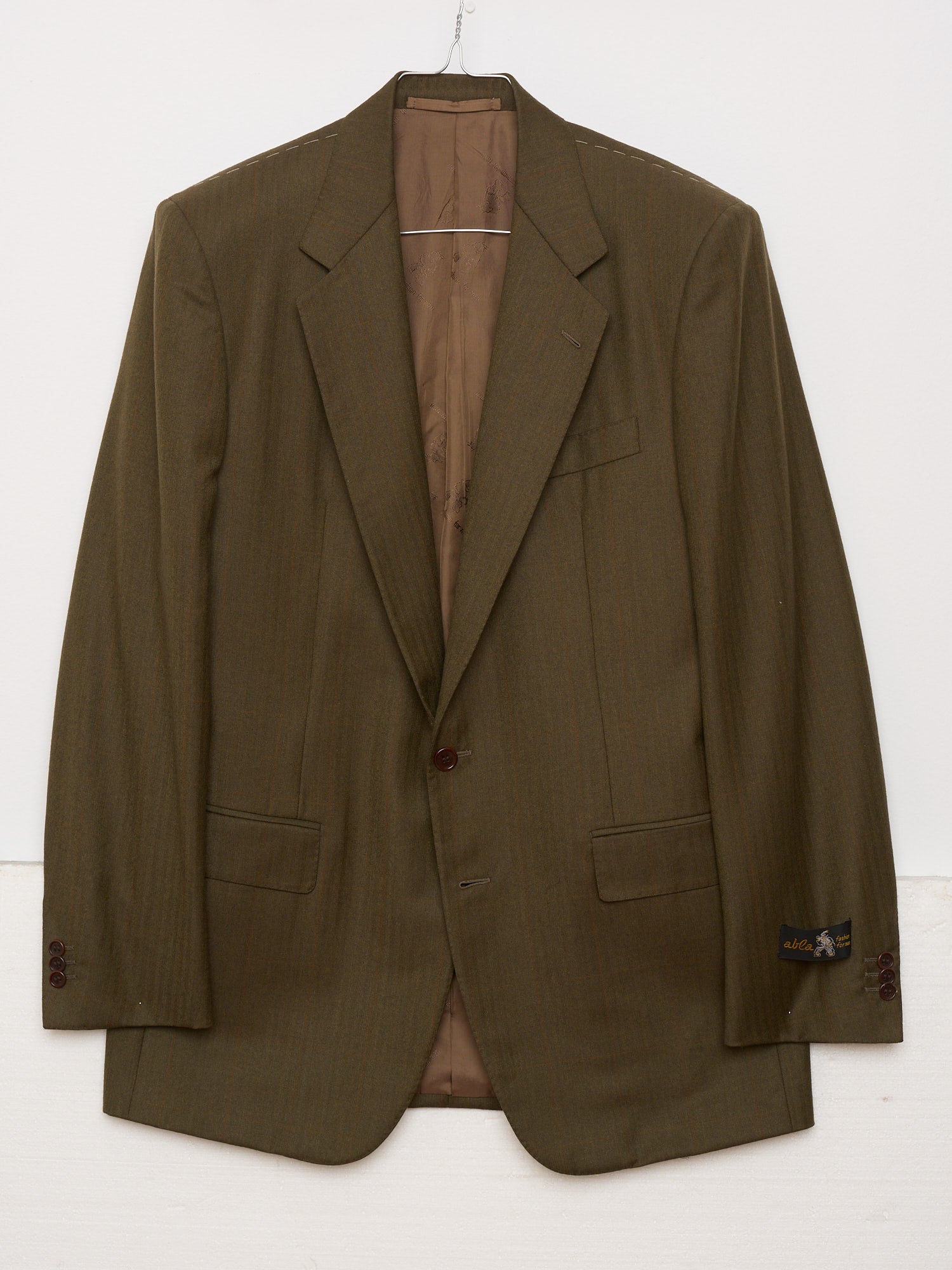 ABLA for Sir Wilson Handmade Brown Windowpane Wool Super 100's Suit