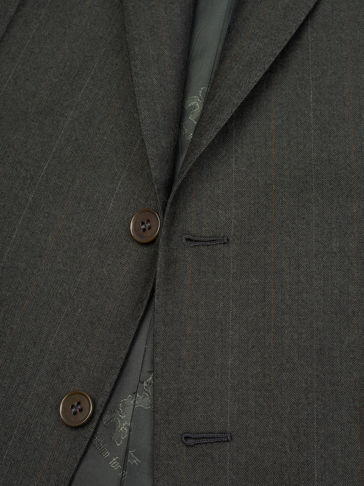 ABLA for Sir Wilson Handmade Green Herringbone Wool–Cashmere Suit