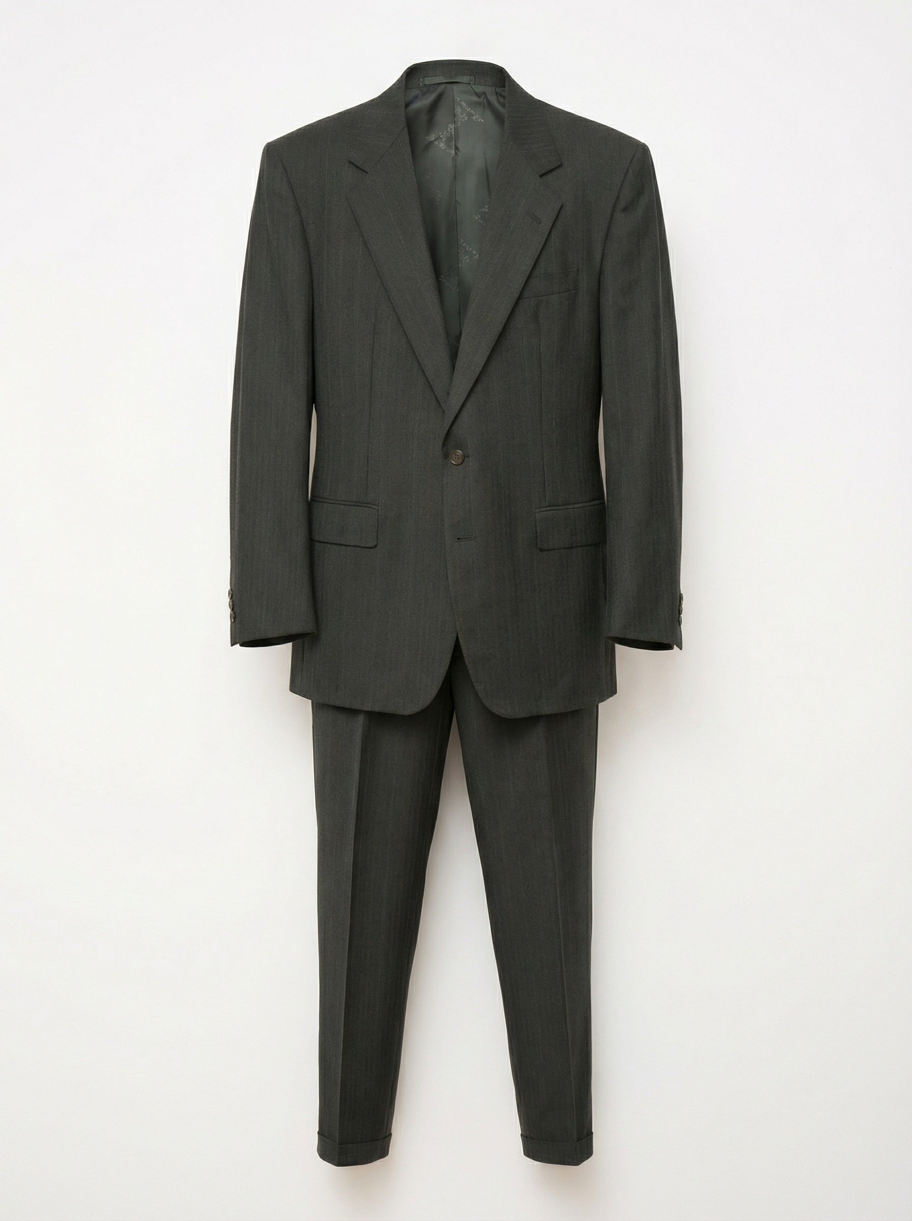 ABLA for Sir Wilson Handmade Green Herringbone Wool–Cashmere Suit