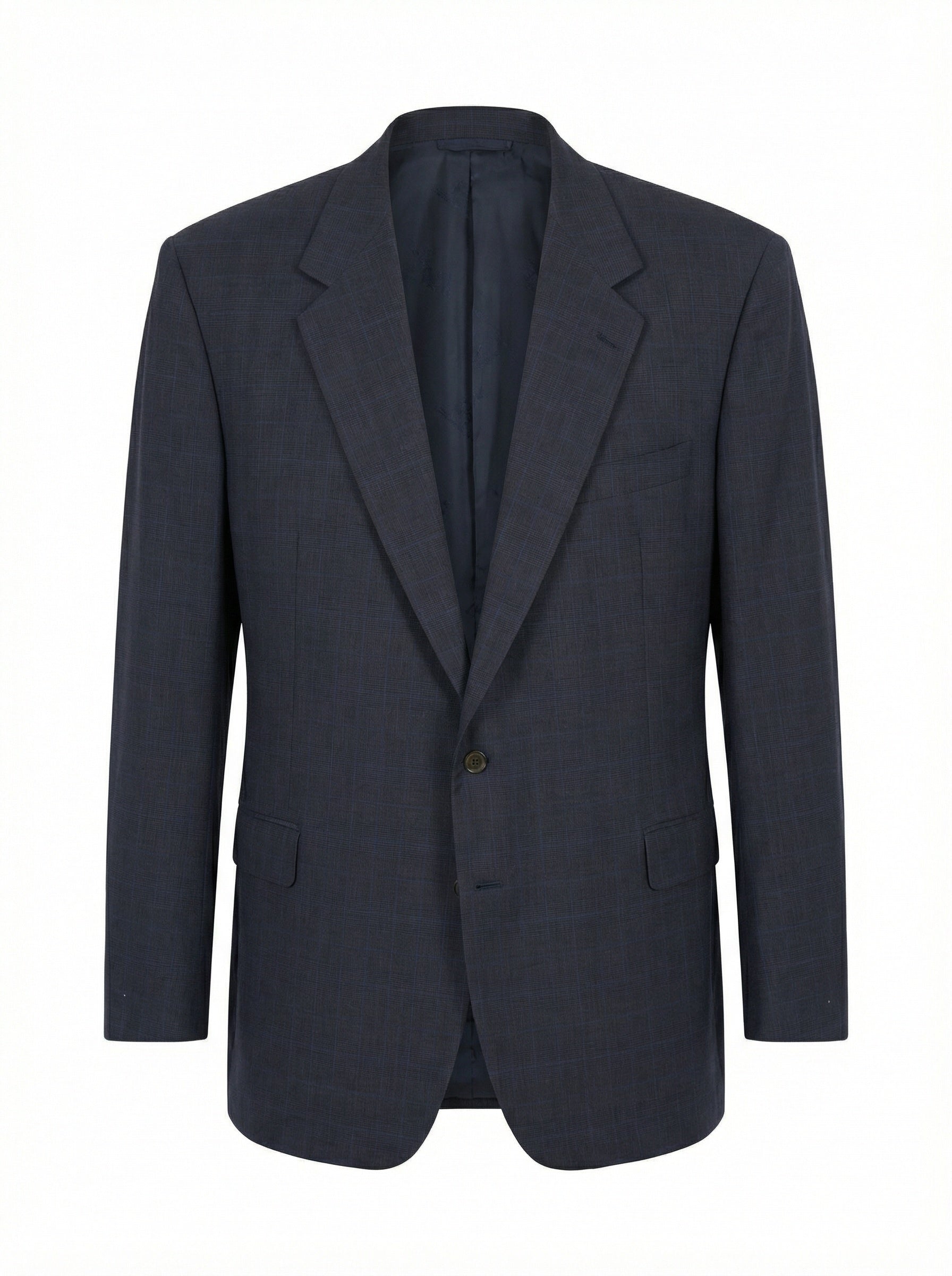 ABLA for Sir Wilson Handmade Navy Plaid Wool Business Suit