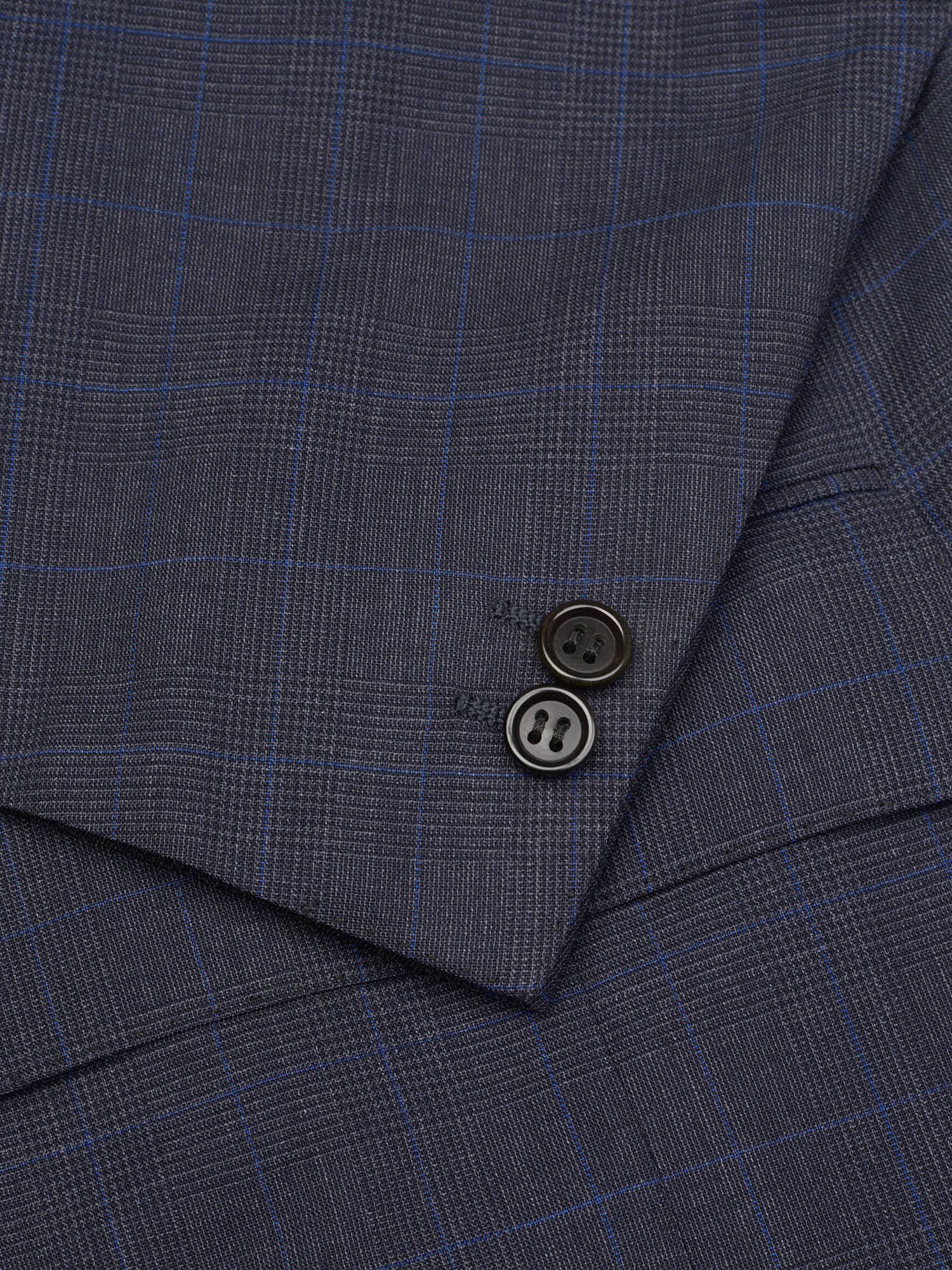 ABLA for Sir Wilson Handmade Navy Plaid Wool Business Suit