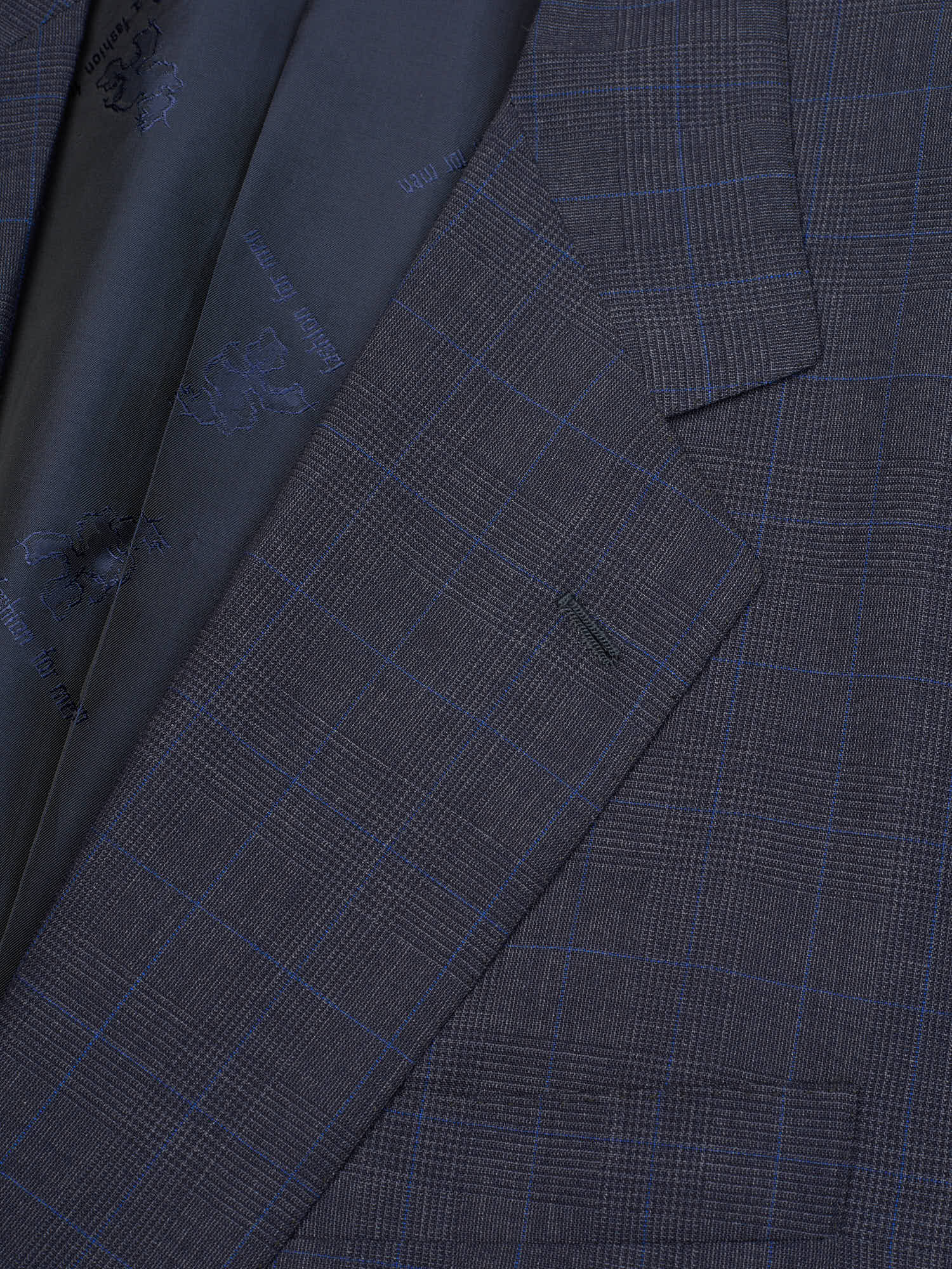 ABLA for Sir Wilson Handmade Navy Plaid Wool Business Suit