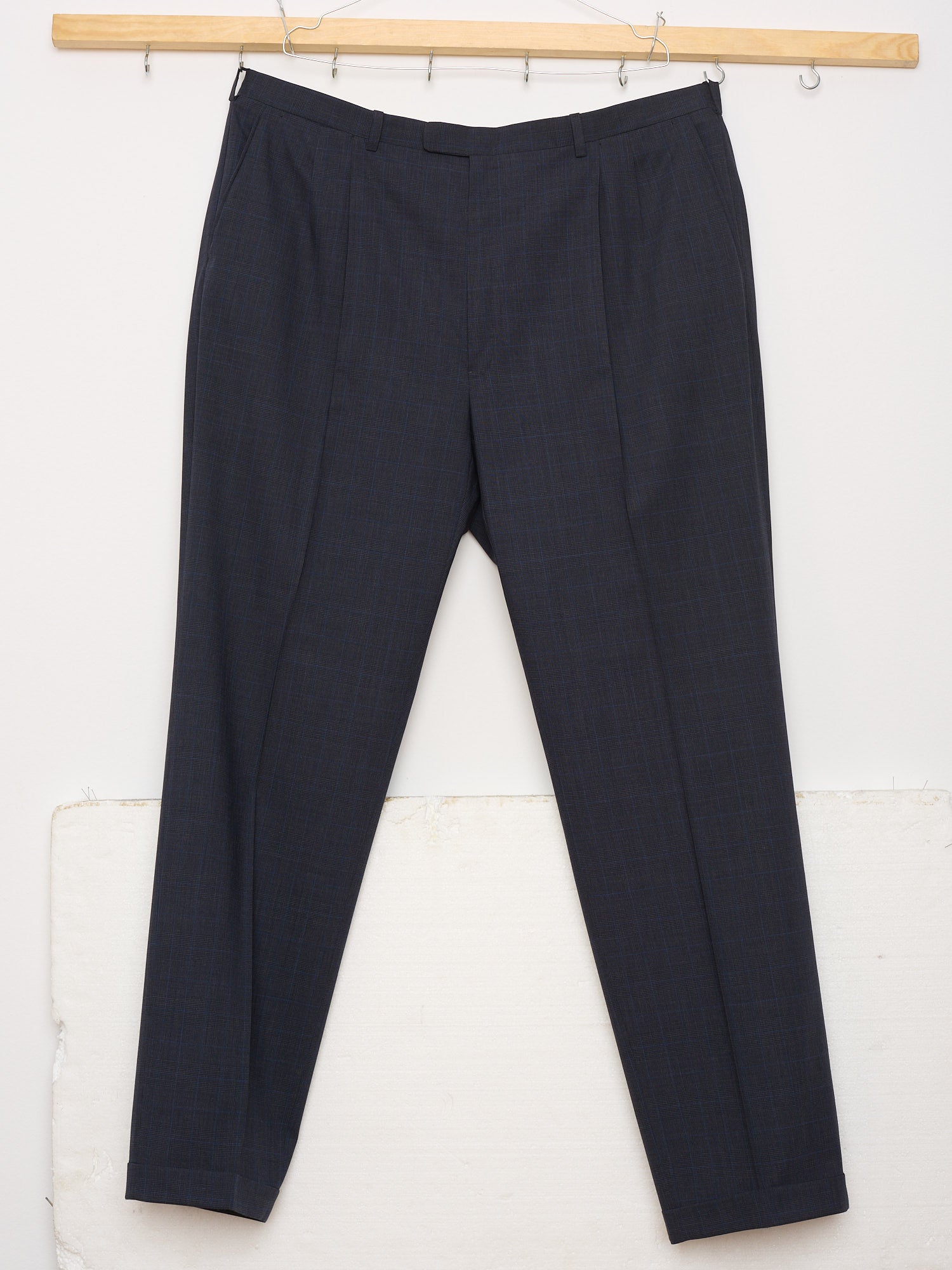 ABLA for Sir Wilson Handmade Navy Plaid Wool Business Suit