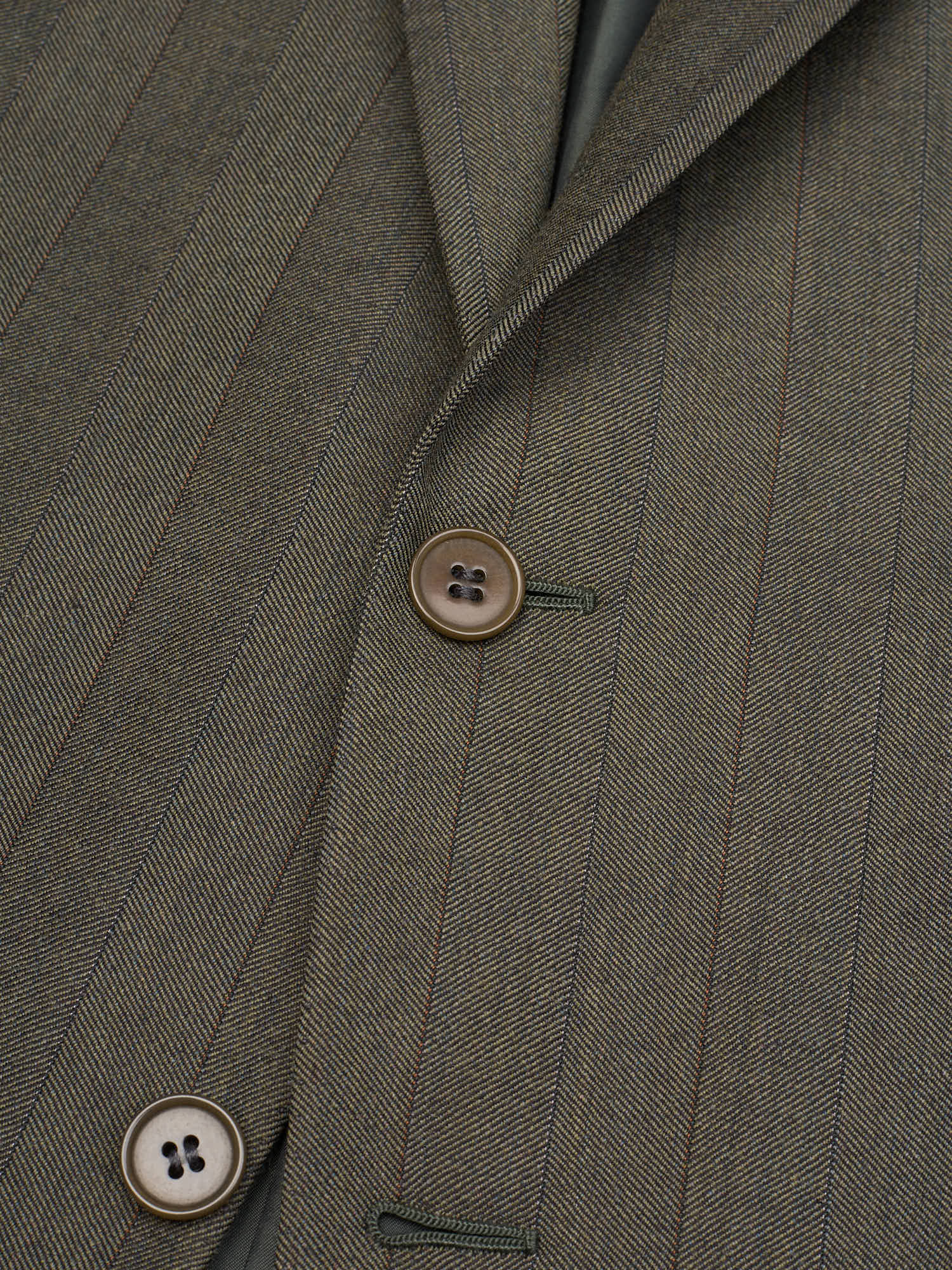 ABLA for Sir Wilson Handmade Olive Gray Herringbone Wool–Cashmere Business Suit