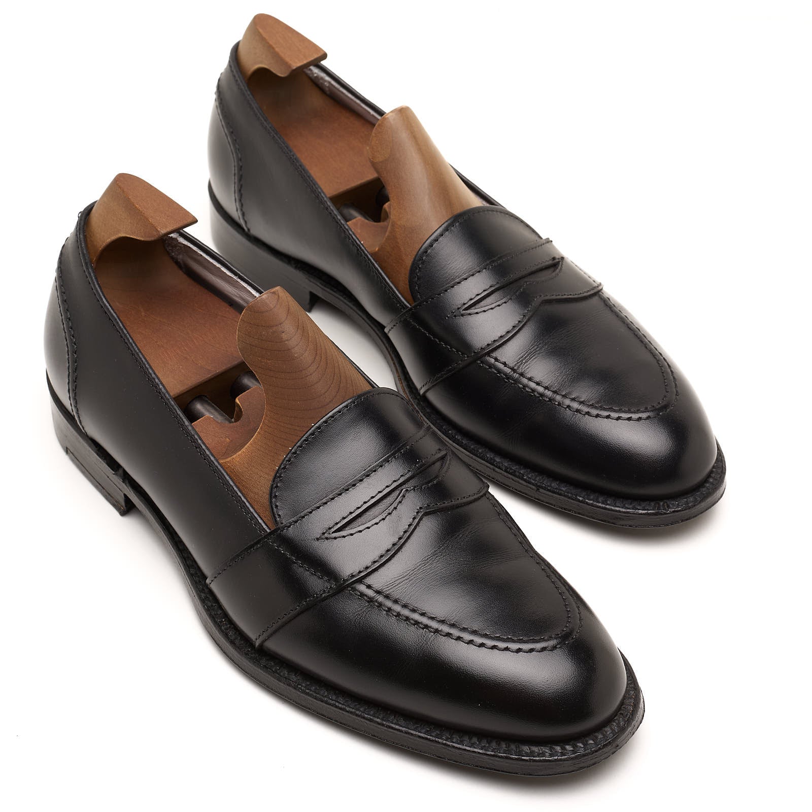 ALDEN Black Calfskin Leather Penny Loafer Dress Shoes US 9B/D