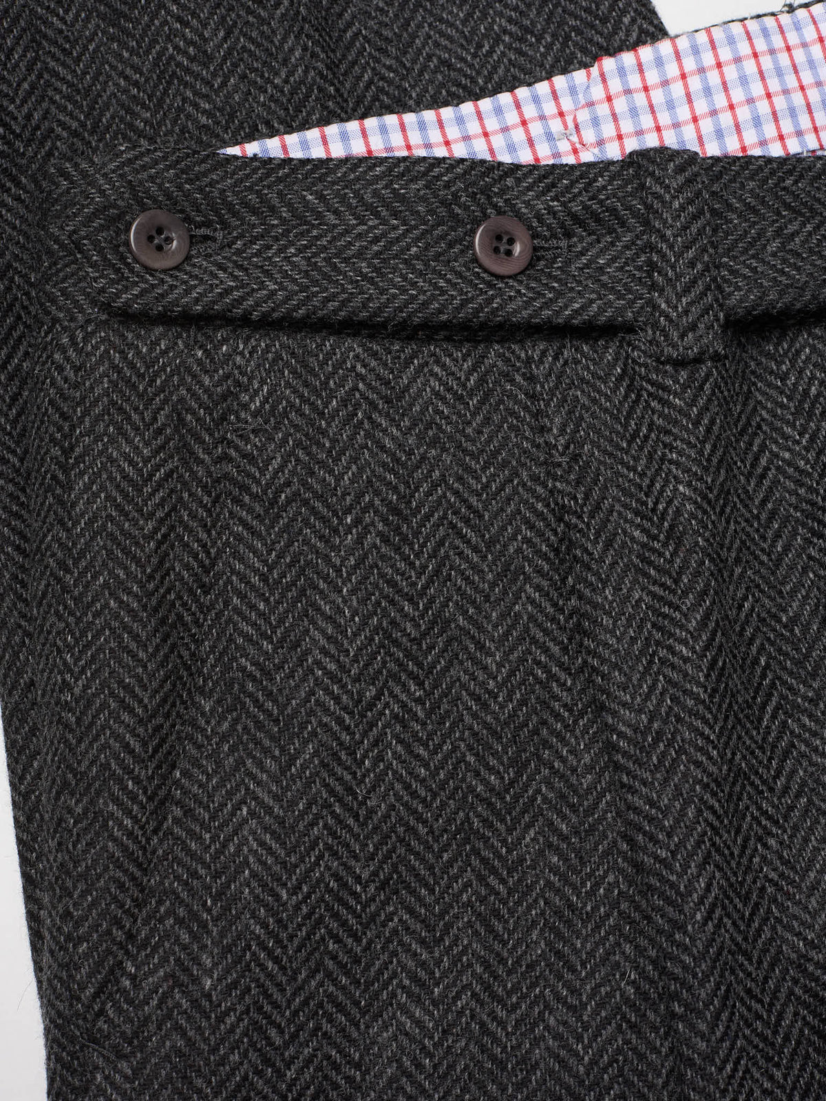 AMBROSI Napoli Bespoke Dark Gray Herringbone Wool Pleated Dress Pants EU 50 US 34