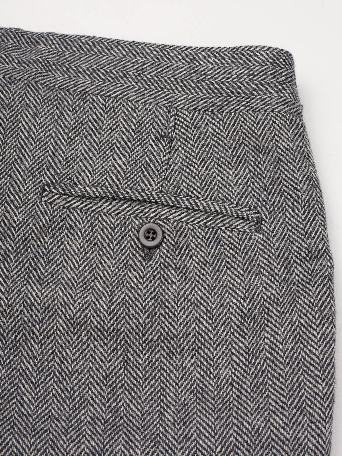 AMBROSI Napoli Bespoke Gray Herringbone Wool Pleated Dress Pants EU 50 US 34