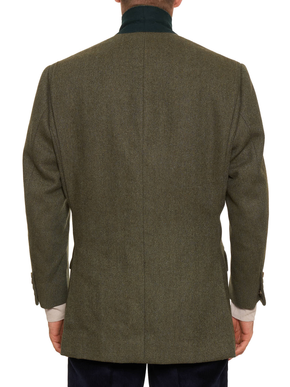 ANDERSON & SHEPPARD Bespoke Green Herringbone Harris Tweed Jacket