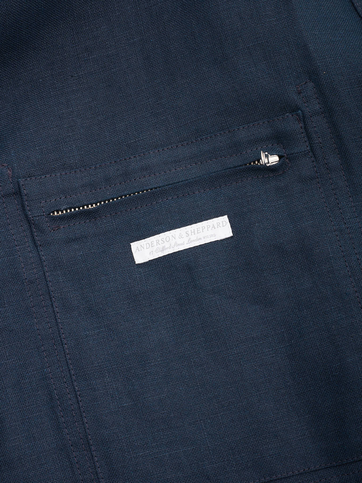 ANDERSON & SHEPPARD Navy Blue Linen Chore Jacket Overshirt NEW