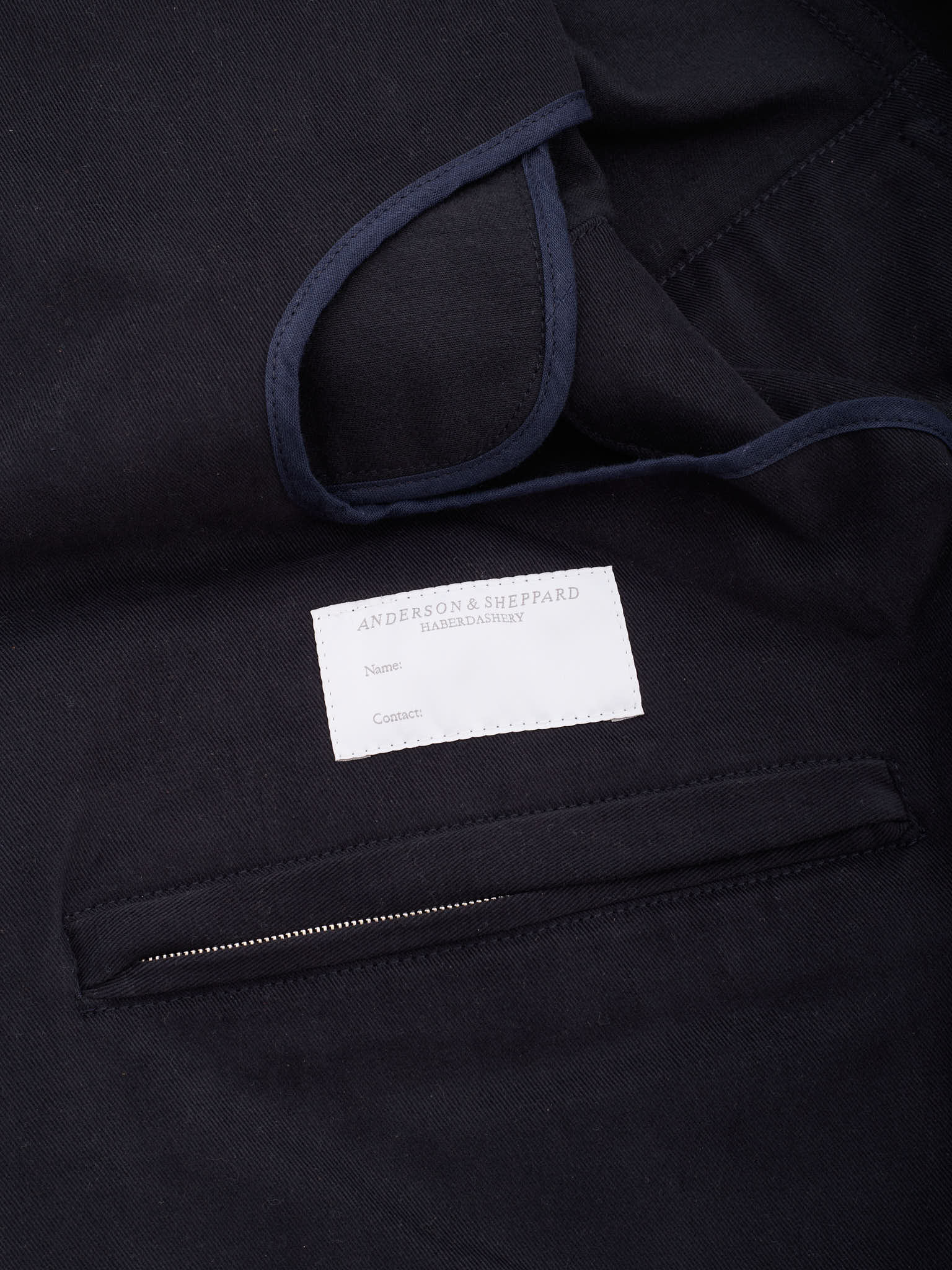 ANDERSON SHEPPARD Navy Blue Cotton Twill Safari Jacket L