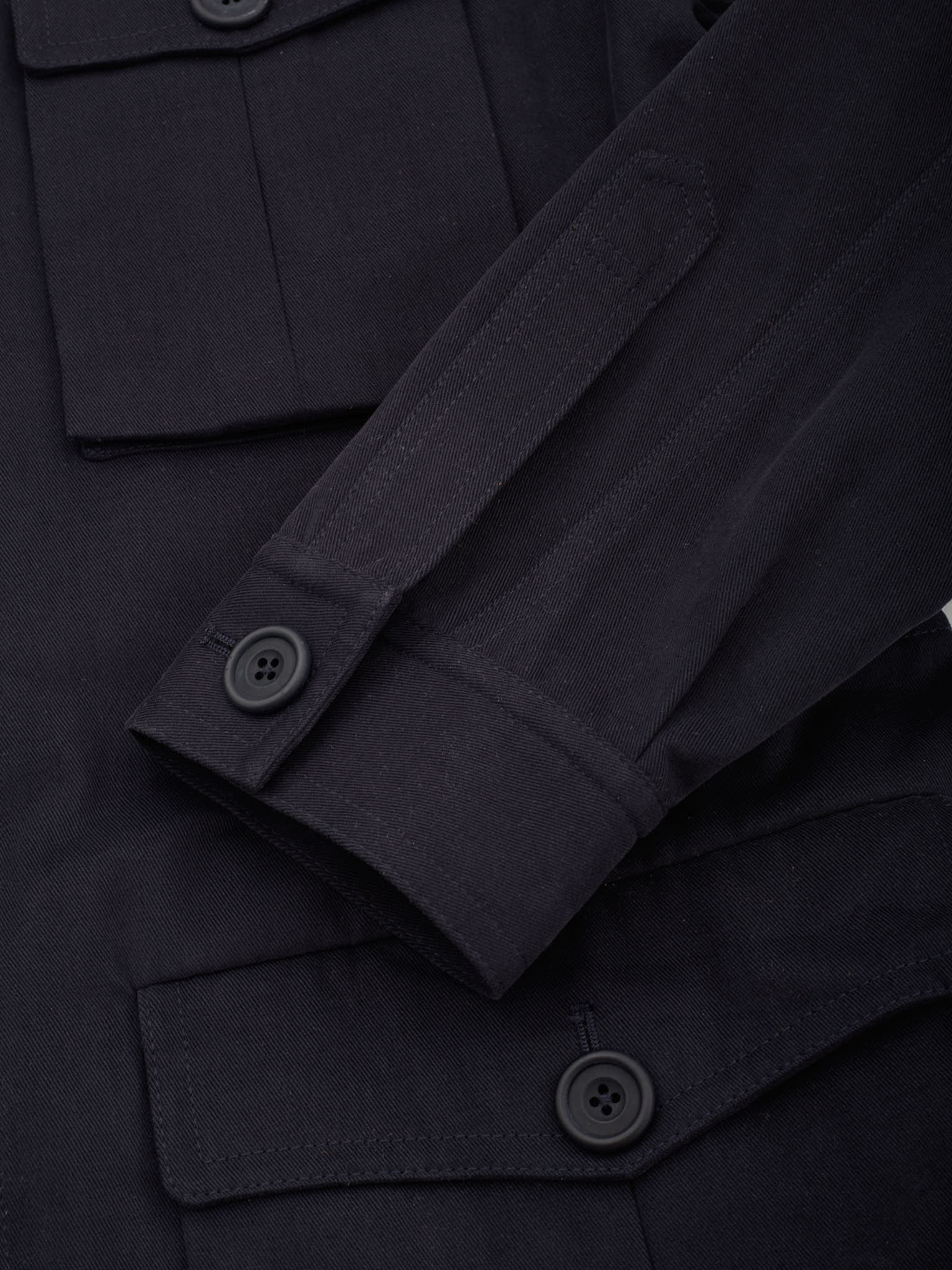 ANDERSON SHEPPARD Navy Blue Cotton Twill Safari Jacket L