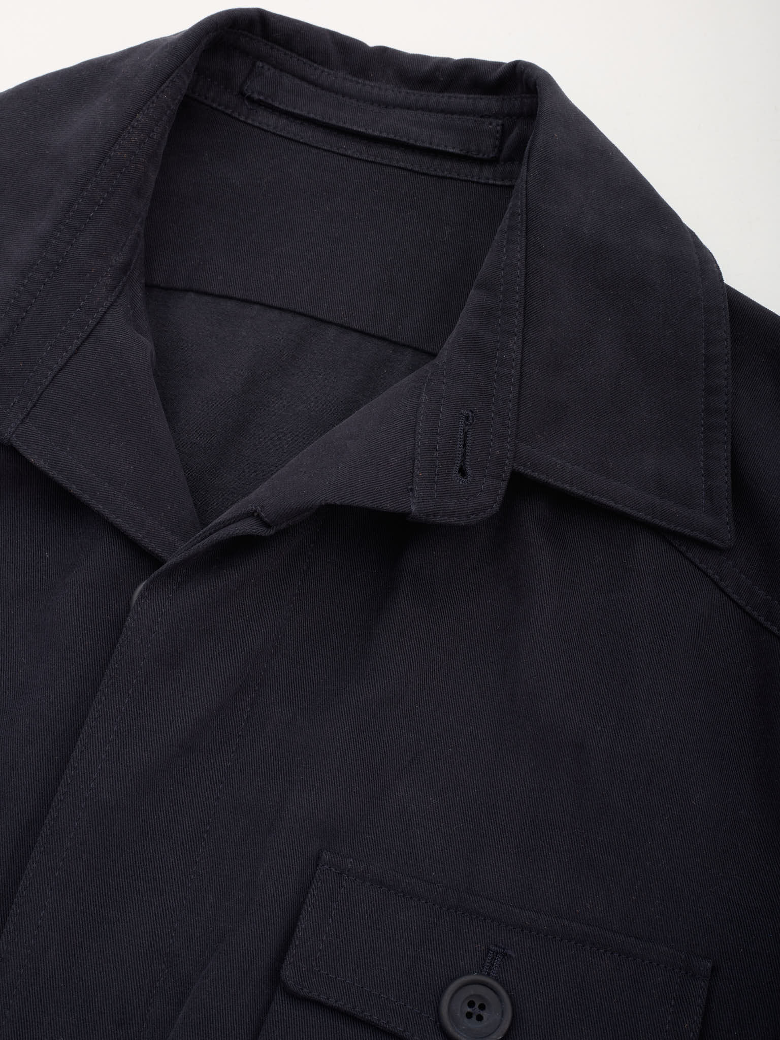 ANDERSON SHEPPARD Navy Blue Cotton Twill Safari Jacket L