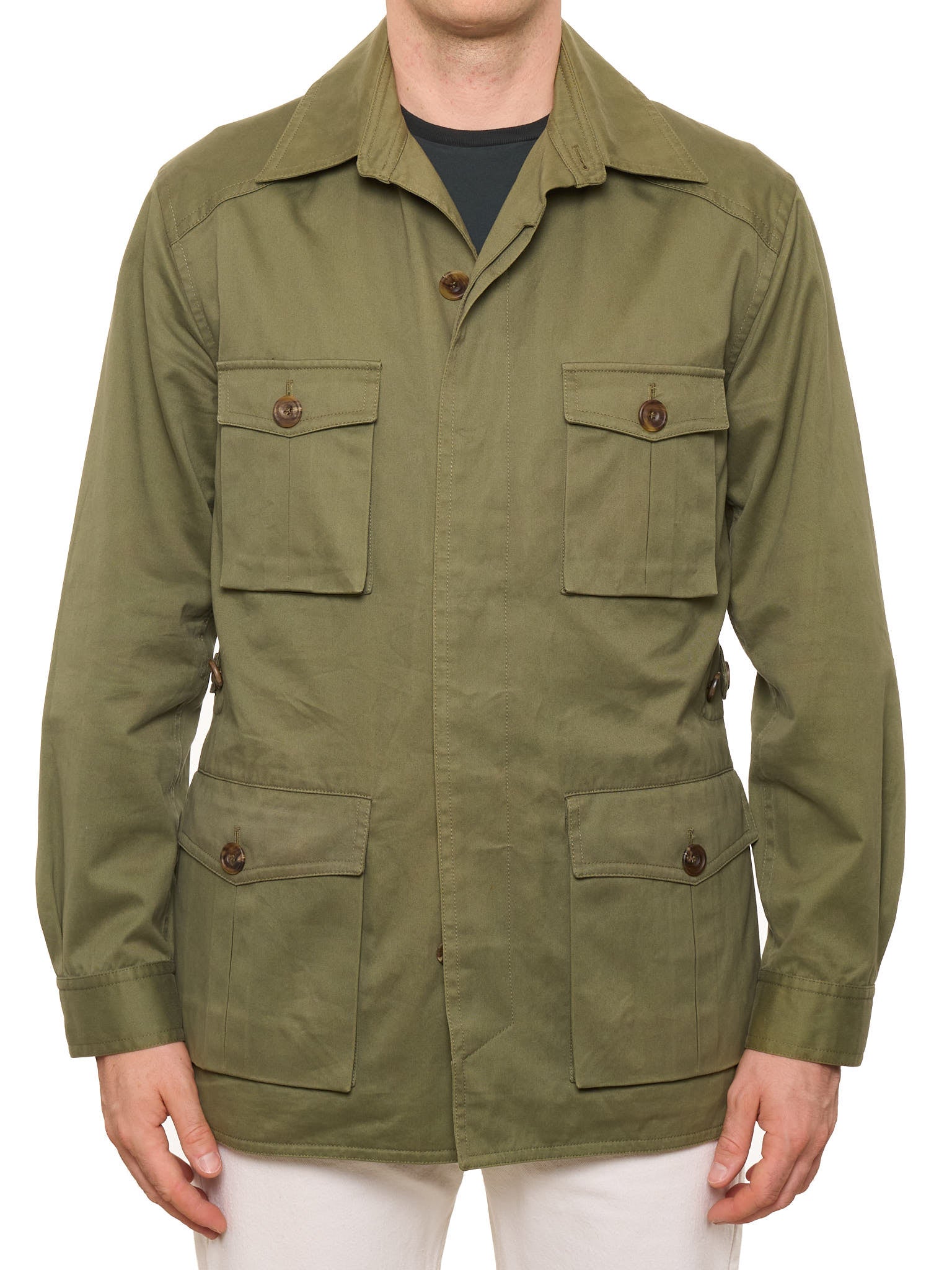 ANDERSON SHEPPARD Olive Green Cotton Twill Field Jacket L
