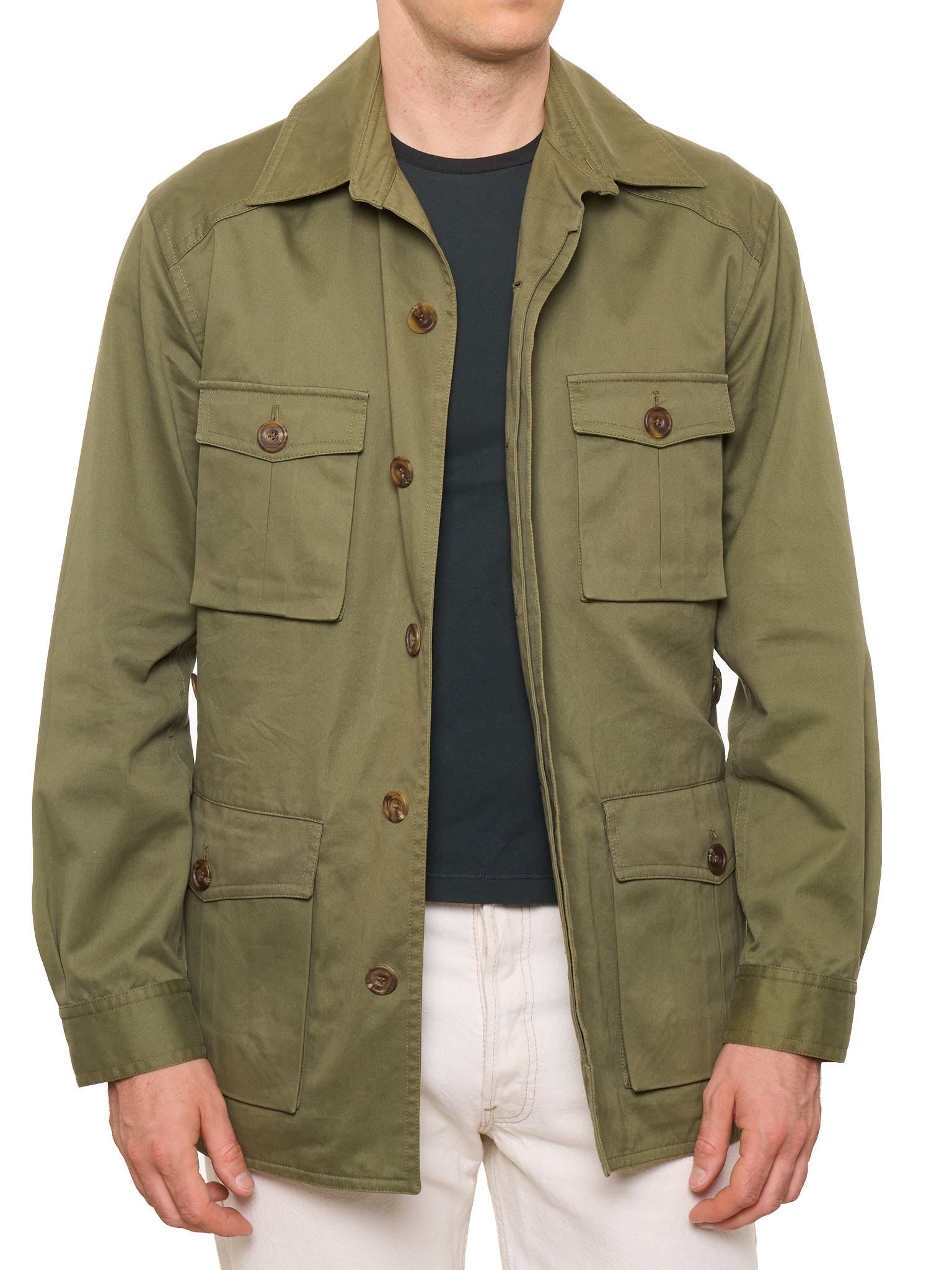 ANDERSON SHEPPARD Olive Green Cotton Twill Field Jacket L